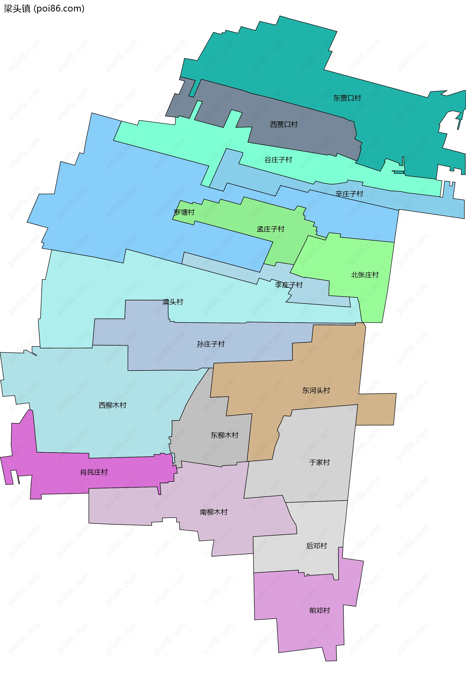 梁头镇边界地图(五级行政区划)