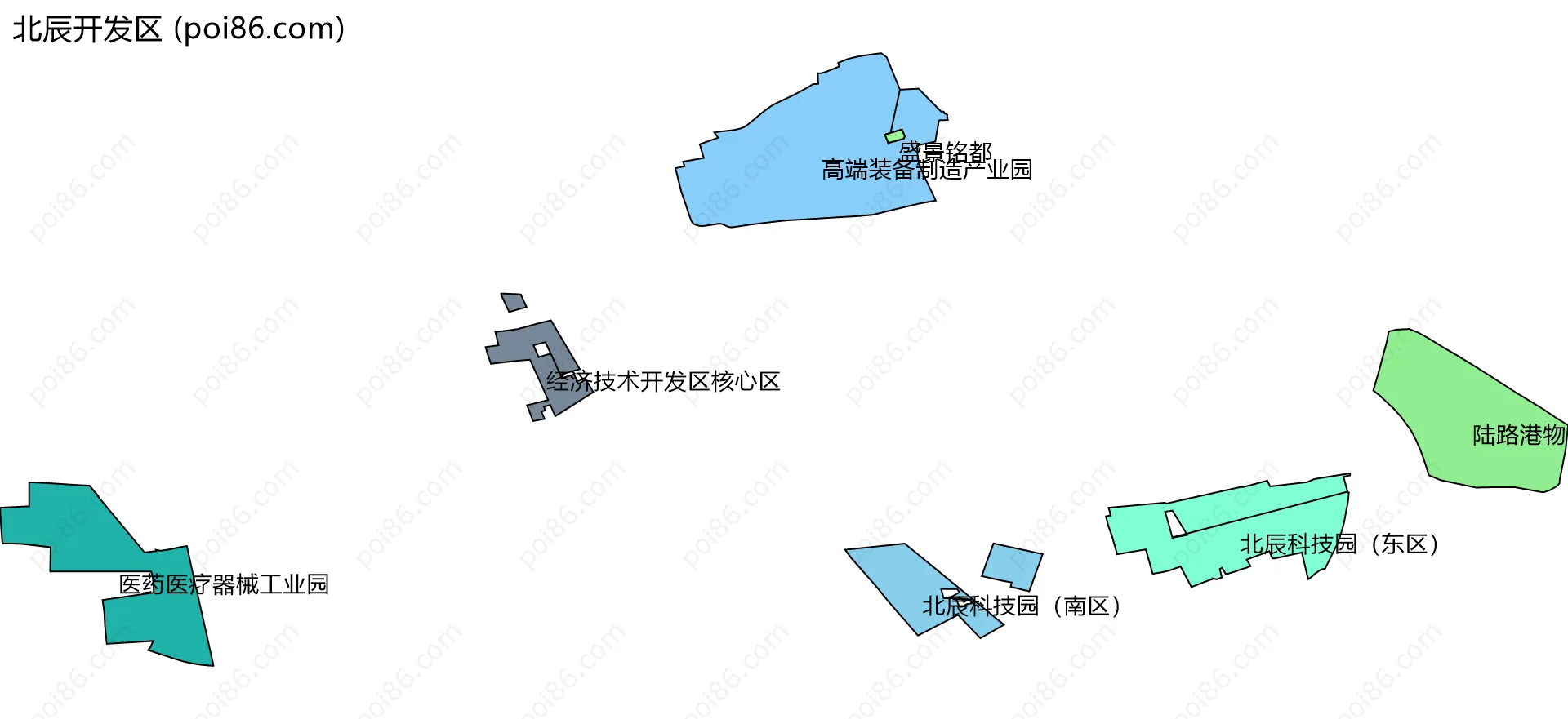 北辰开发区边界地图(五级行政区划)