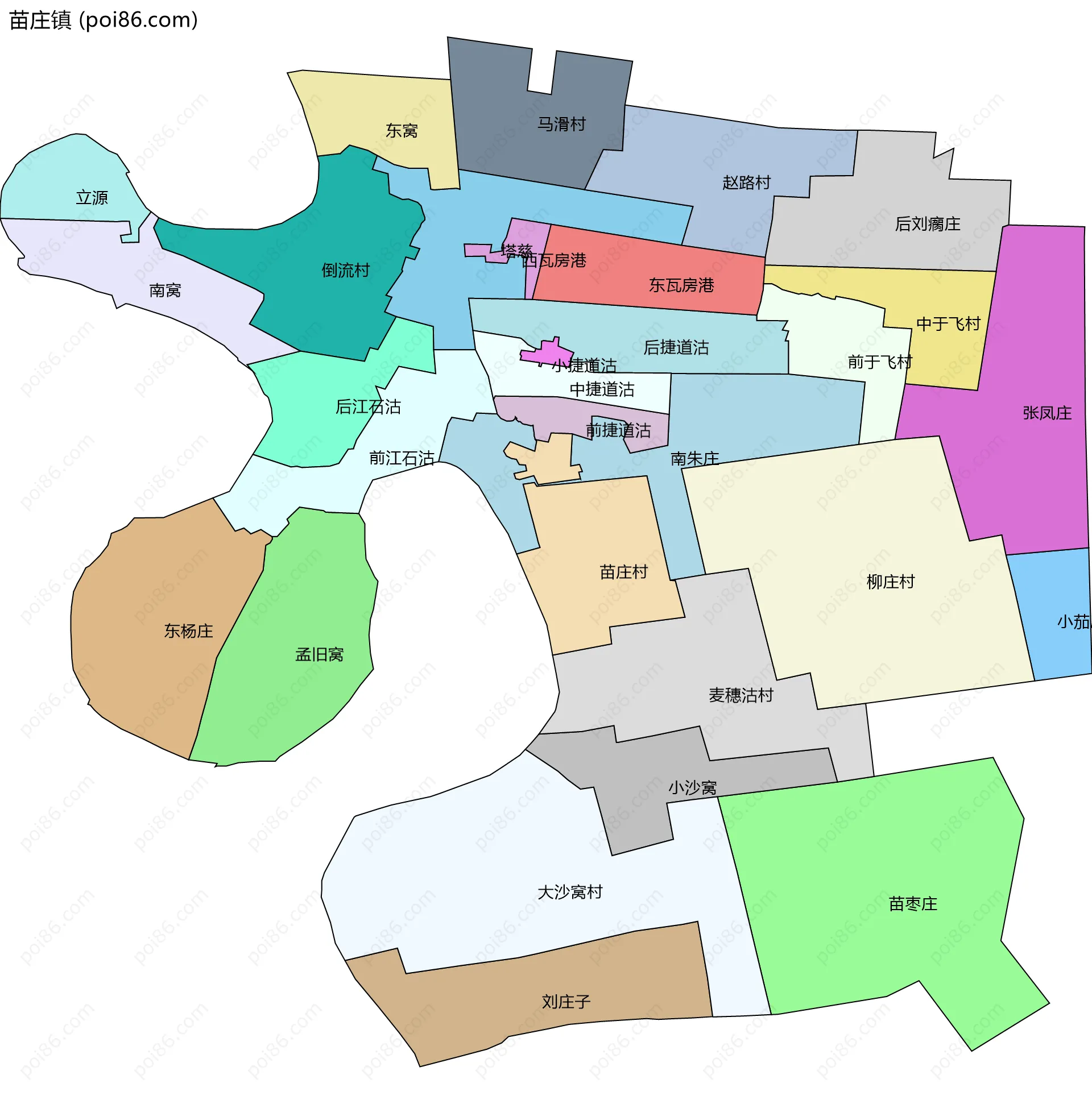 苗庄镇边界地图(五级行政区划)