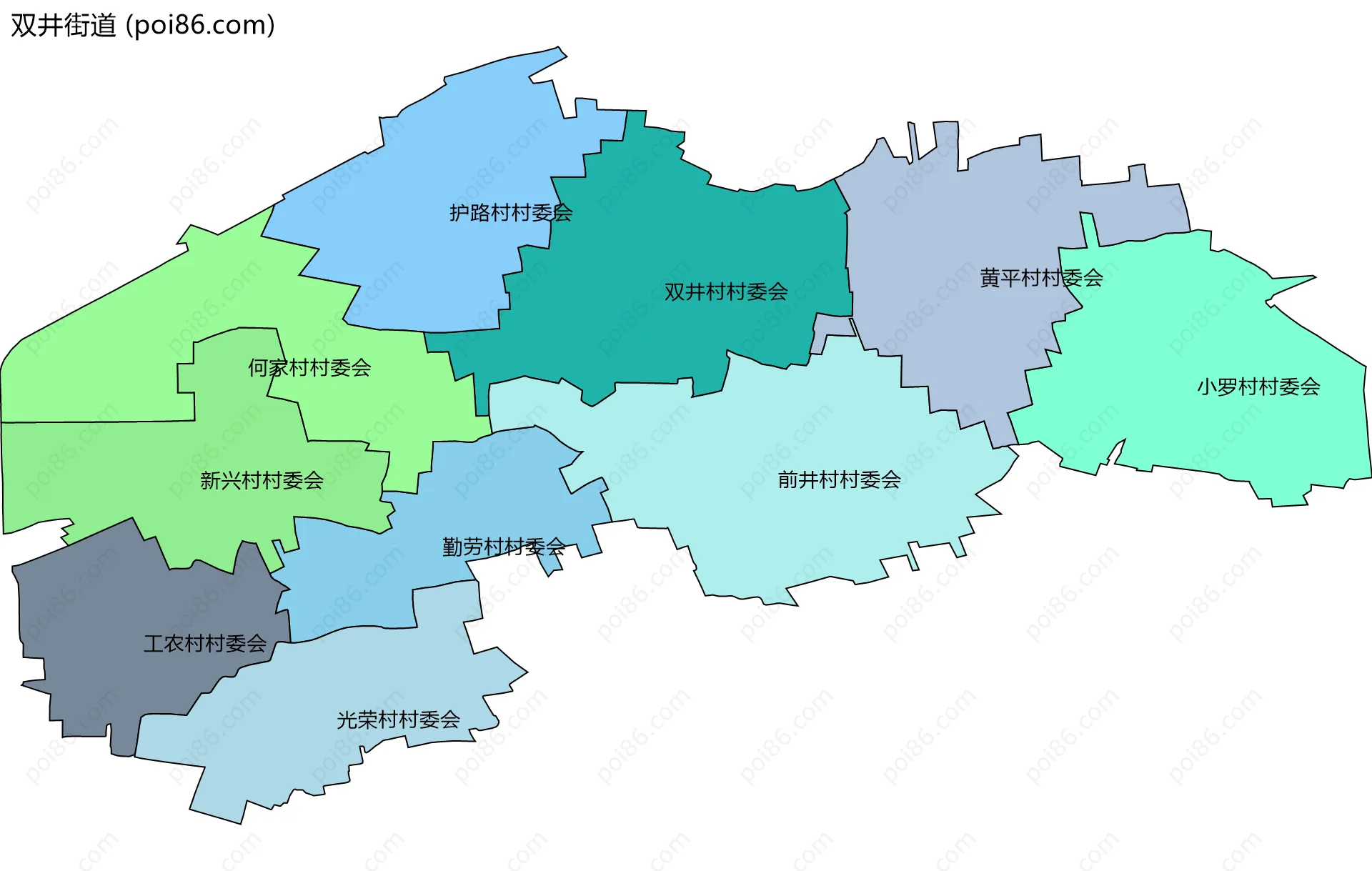 双井街道边界地图(五级行政区划)