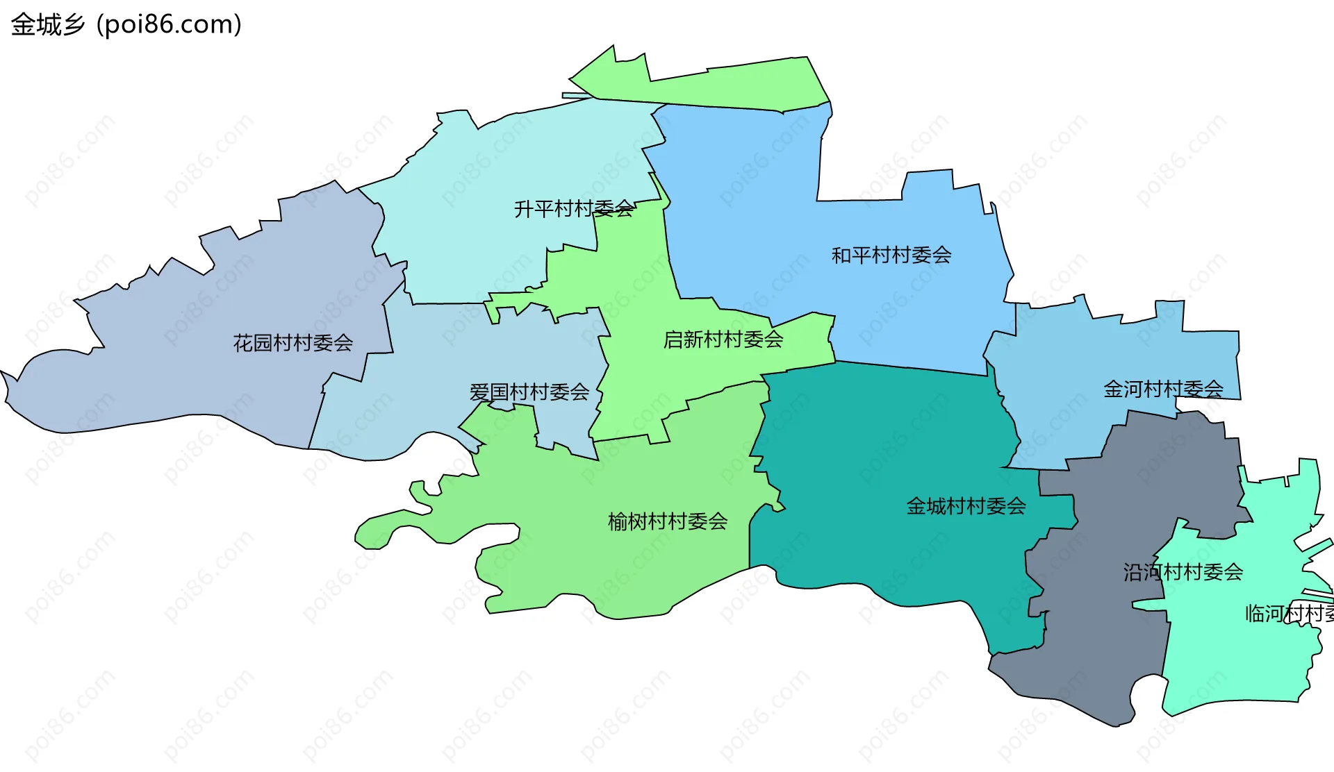 金城乡边界地图(五级行政区划)