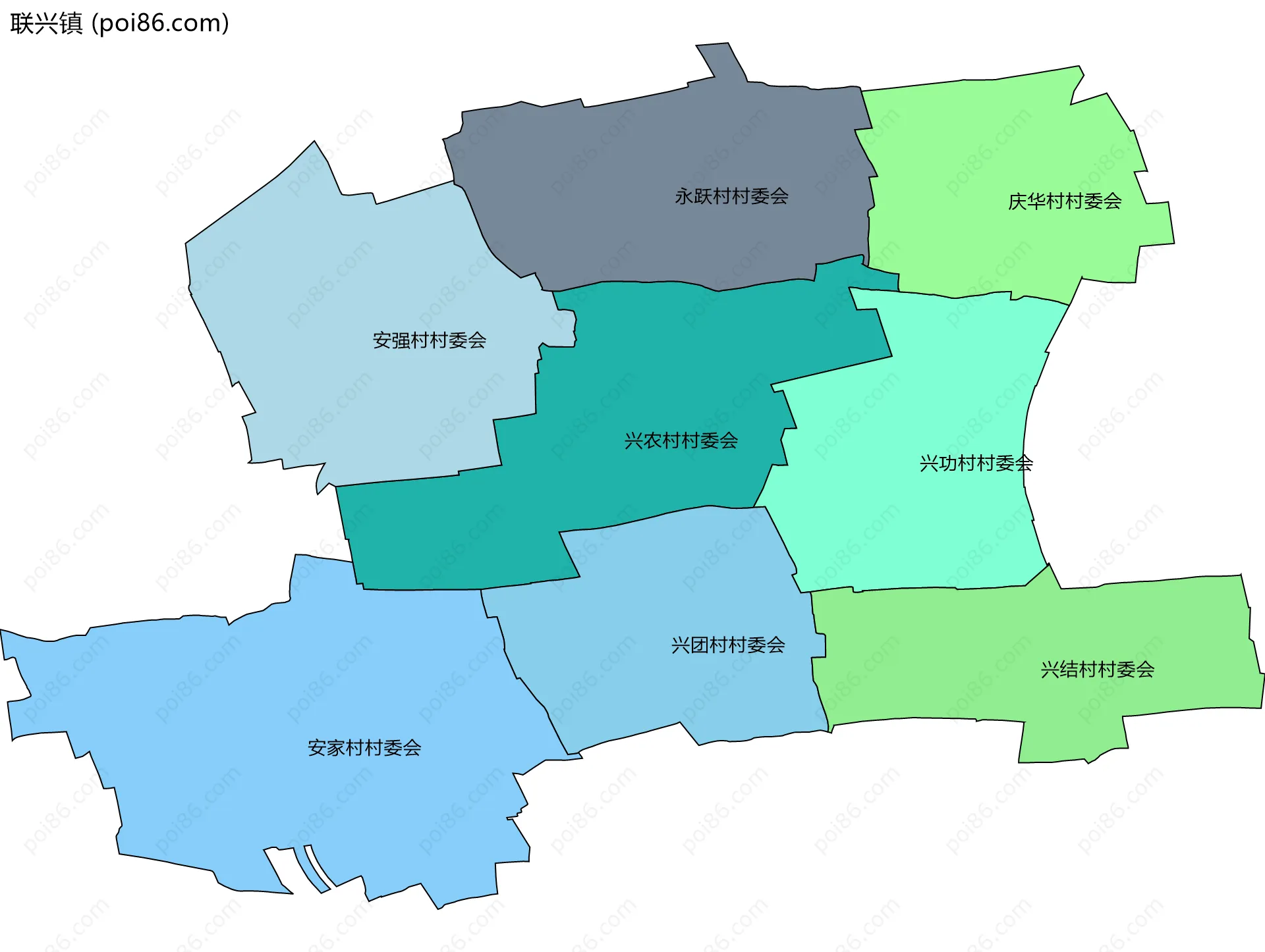 联兴镇边界地图(五级行政区划)