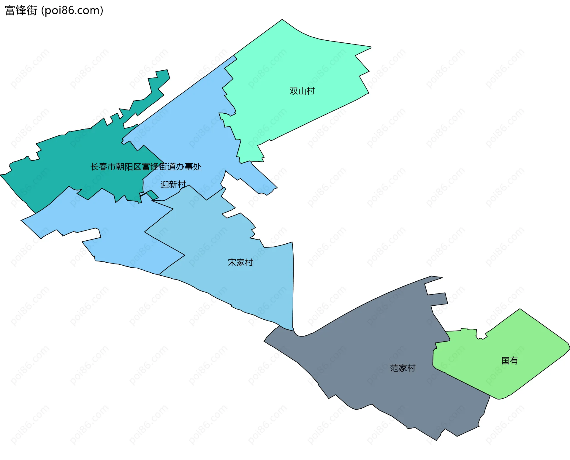富锋街边界地图(五级行政区划)