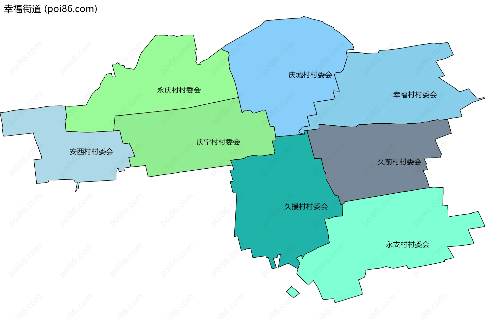 幸福街道边界地图(五级行政区划)