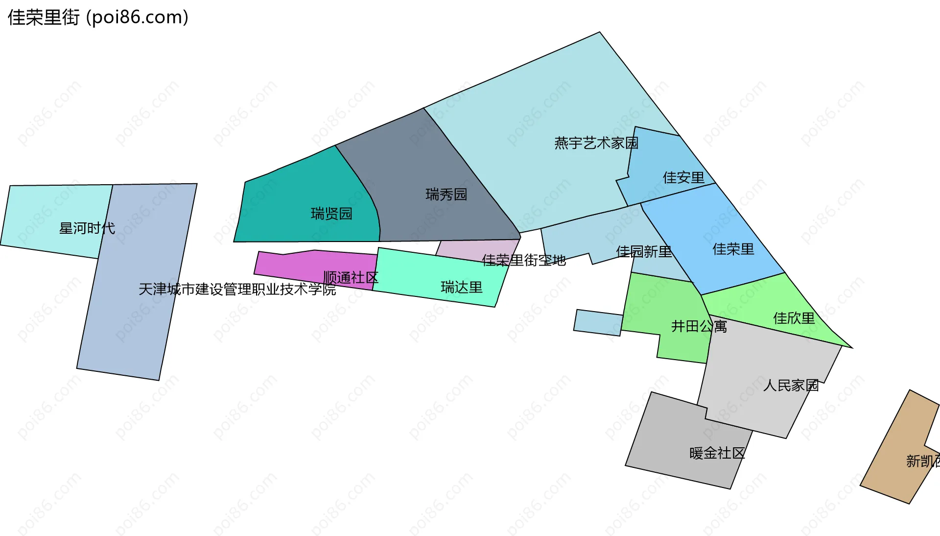 佳荣里街边界地图(五级行政区划)