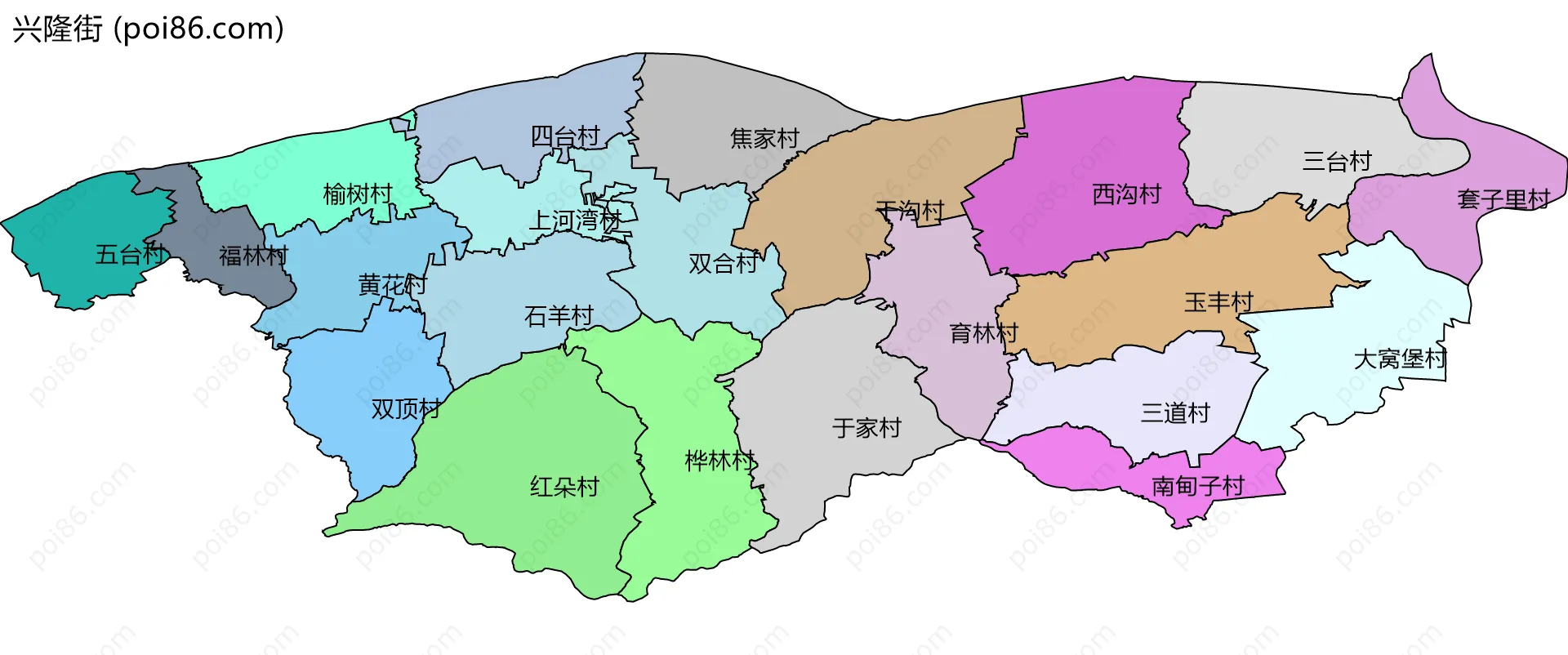 兴隆街边界地图(五级行政区划)