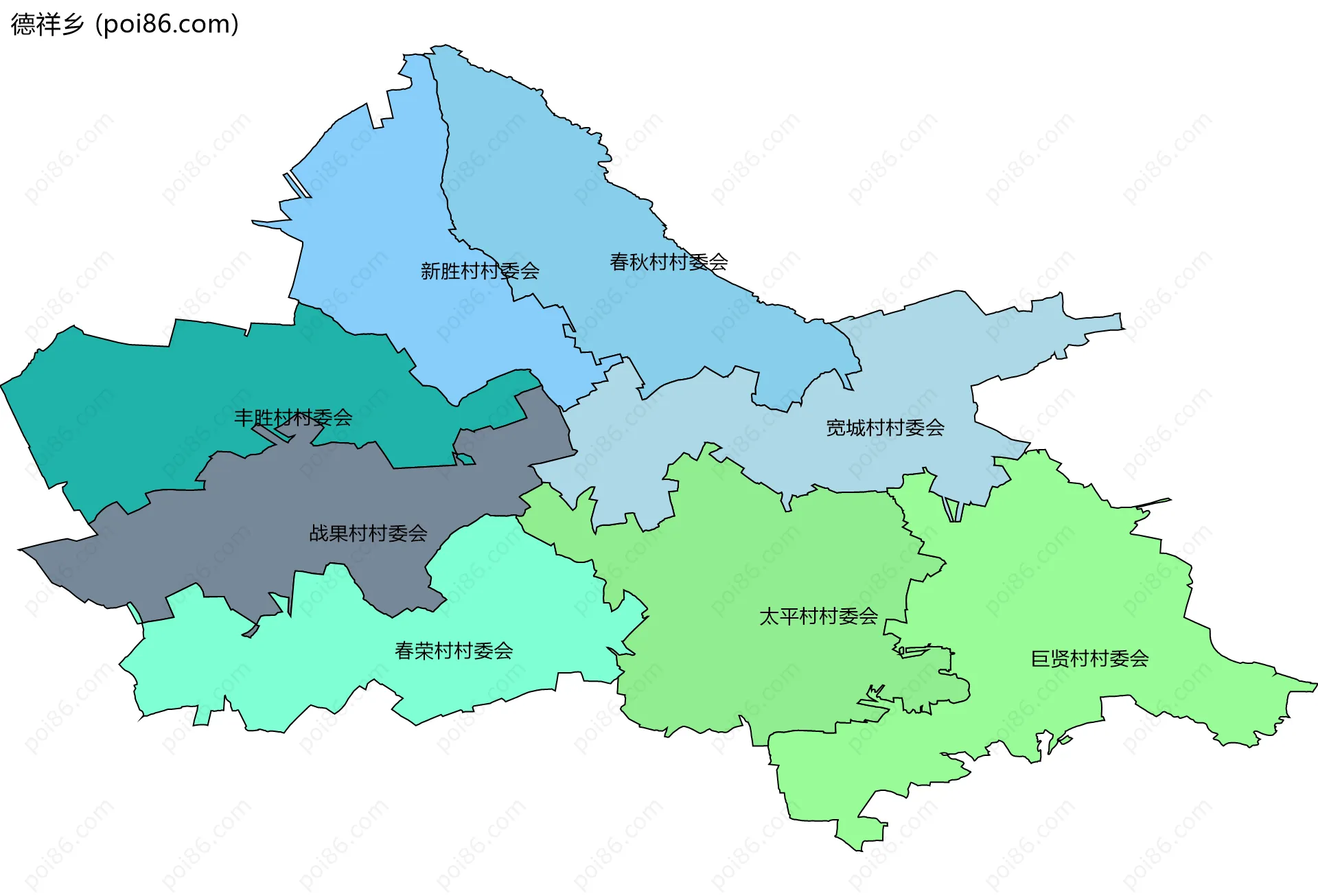 德祥乡边界地图(五级行政区划)