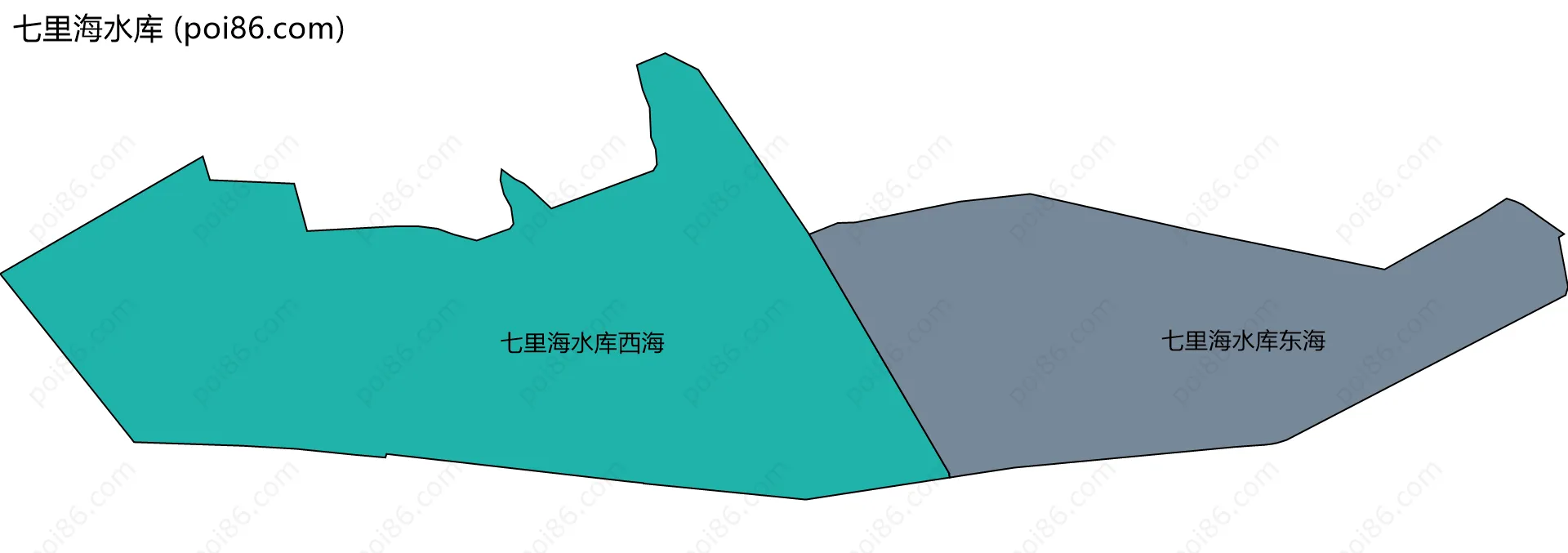 七里海水库边界地图(五级行政区划)