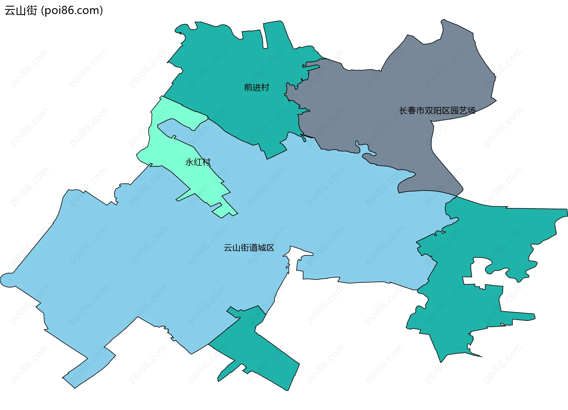 云山街边界地图(五级行政区划)