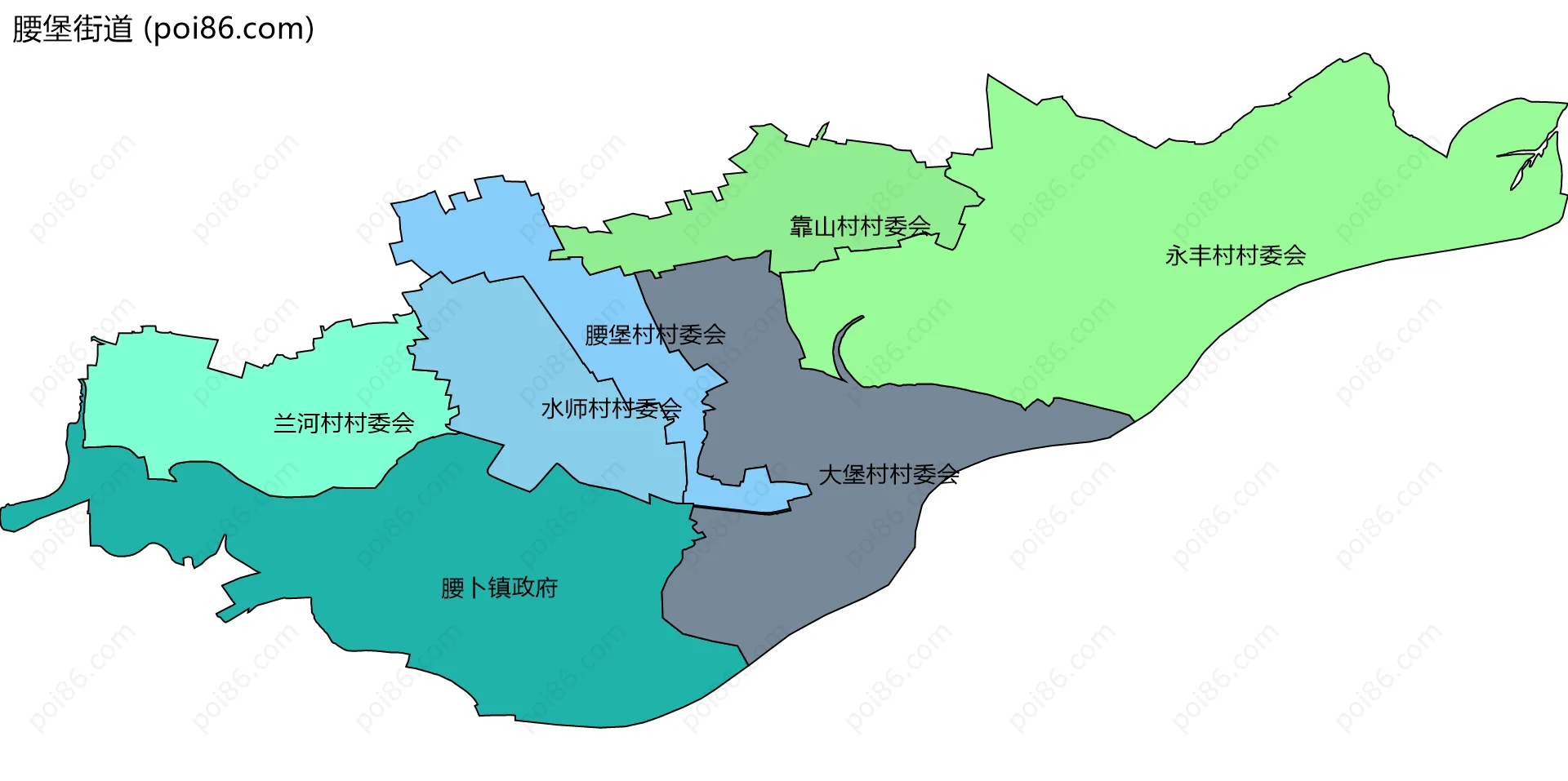 腰堡街道边界地图(五级行政区划)