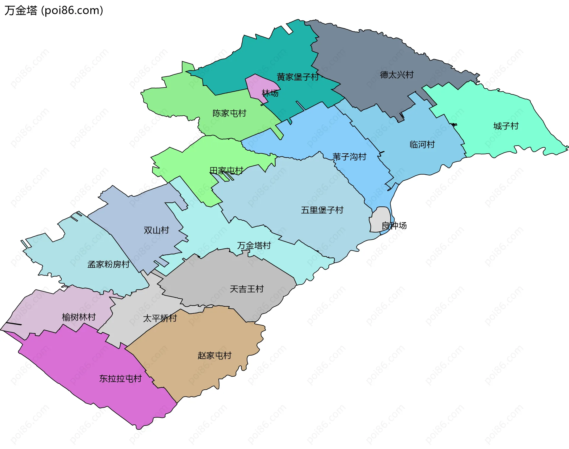 万金塔边界地图(五级行政区划)