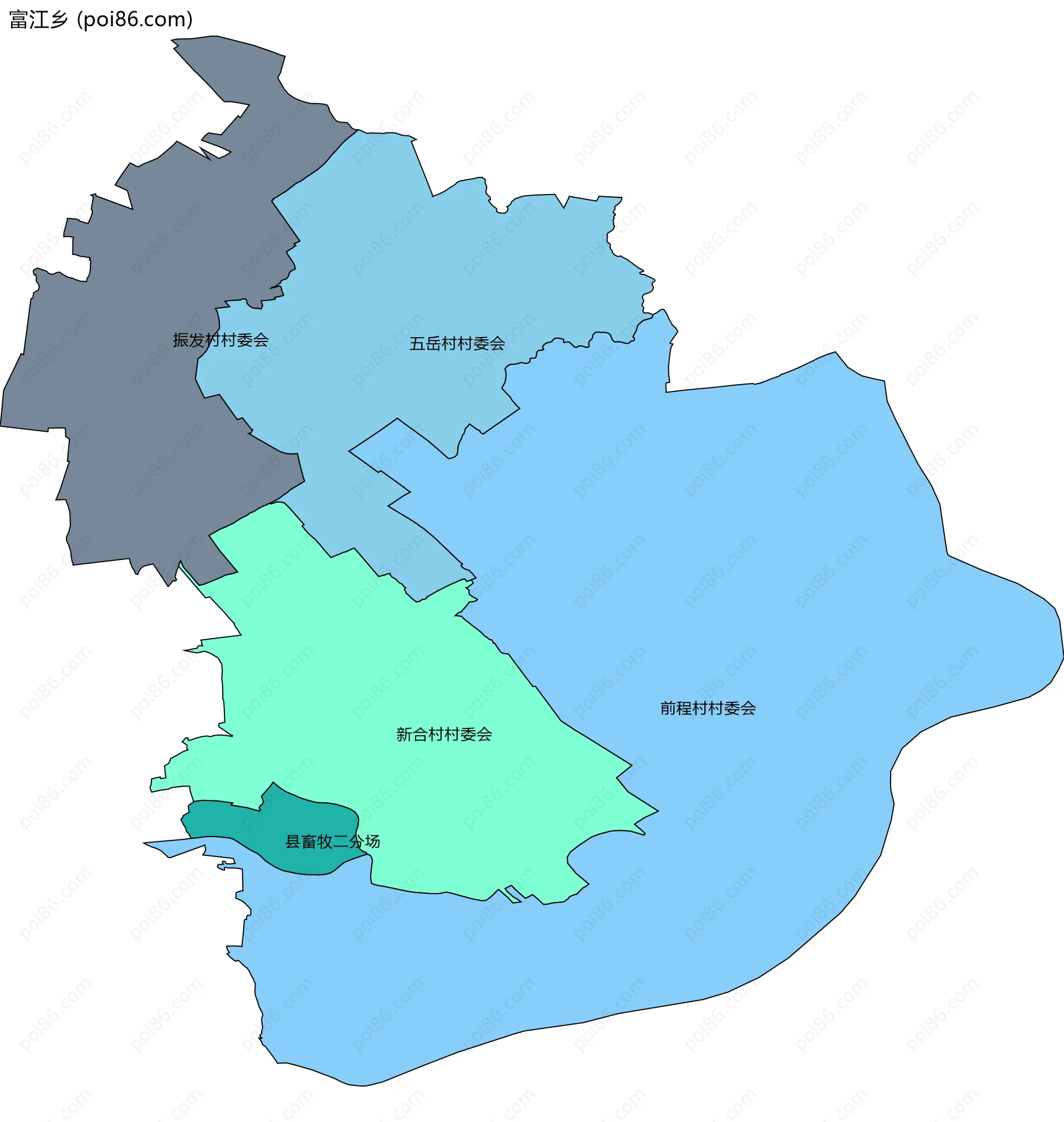 富江乡边界地图(五级行政区划)