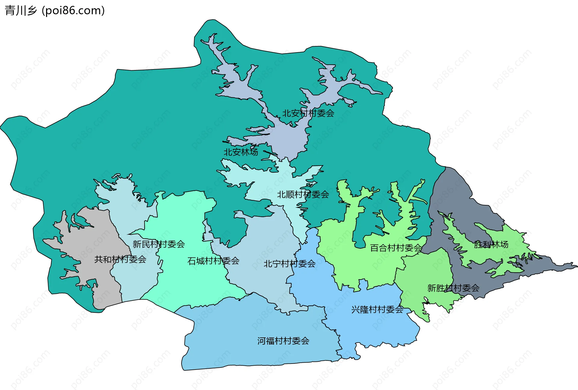 青川乡边界地图(五级行政区划)
