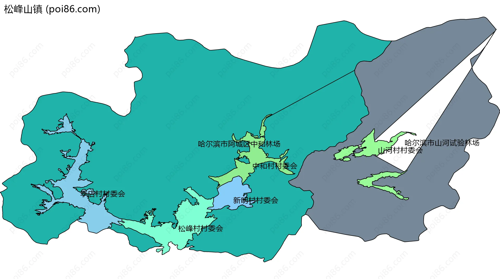 松峰山镇边界地图(五级行政区划)
