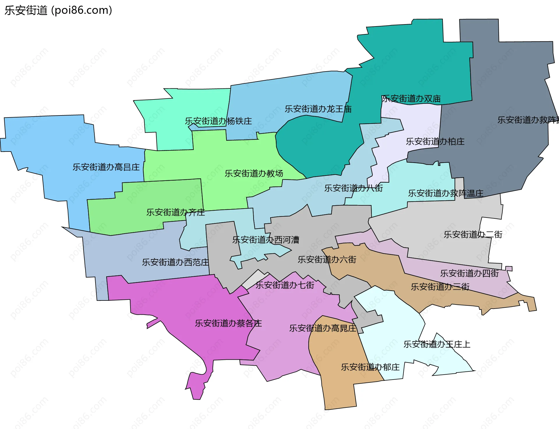 乐安街道边界地图(五级行政区划)