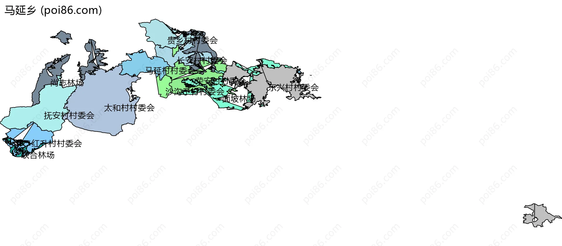 马延乡边界地图(五级行政区划)