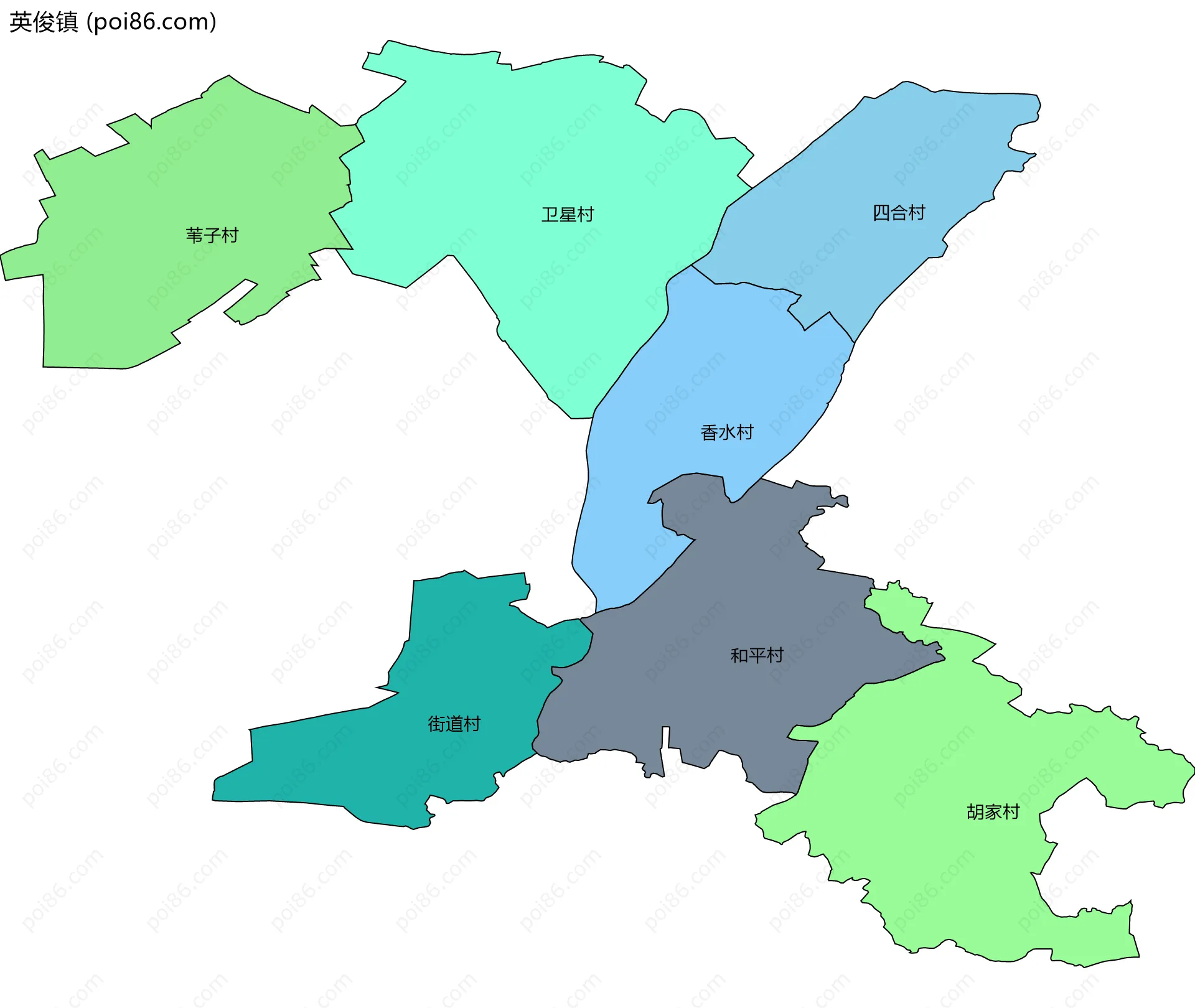 英俊镇边界地图(五级行政区划)