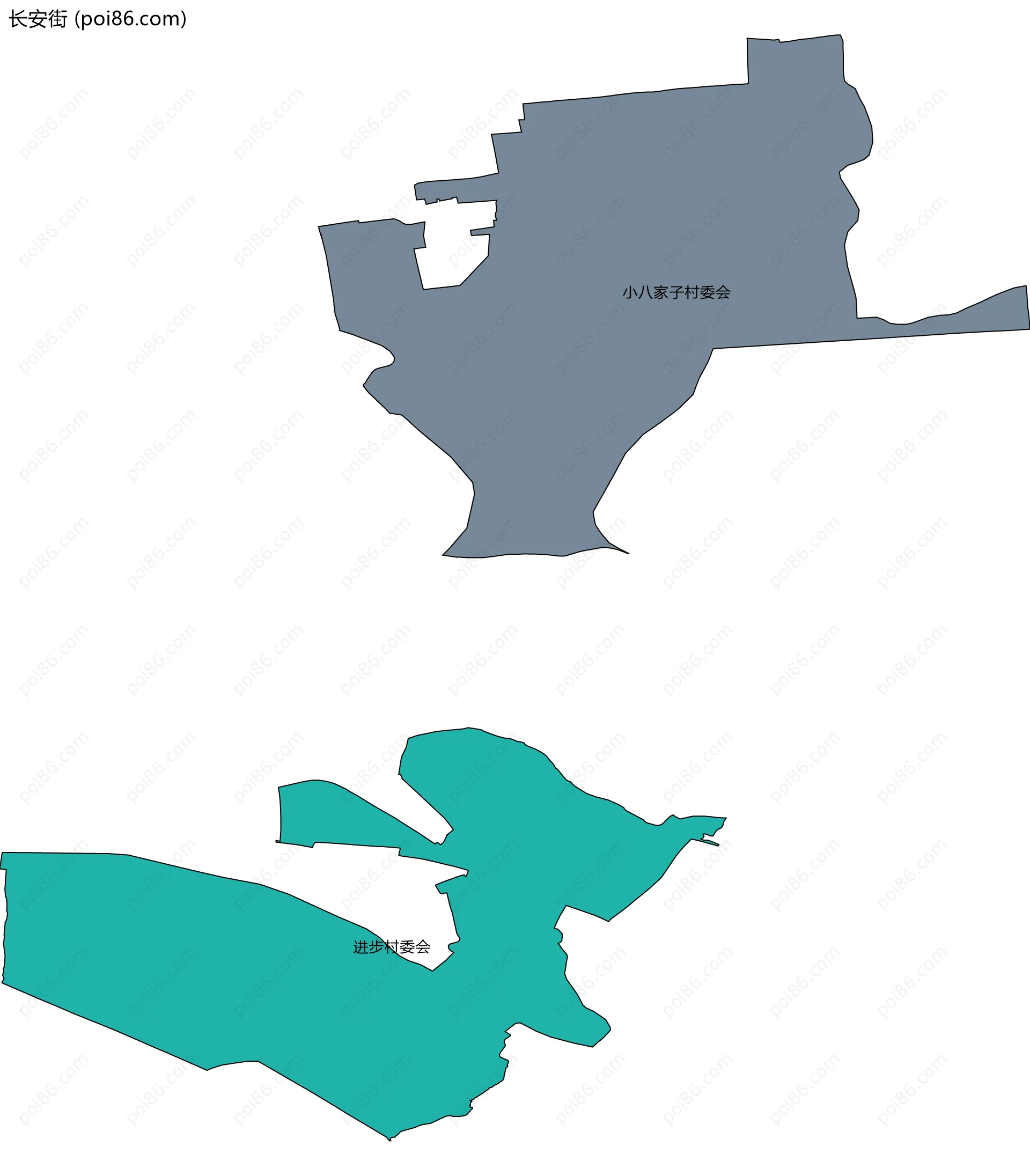 长安街边界地图(五级行政区划)