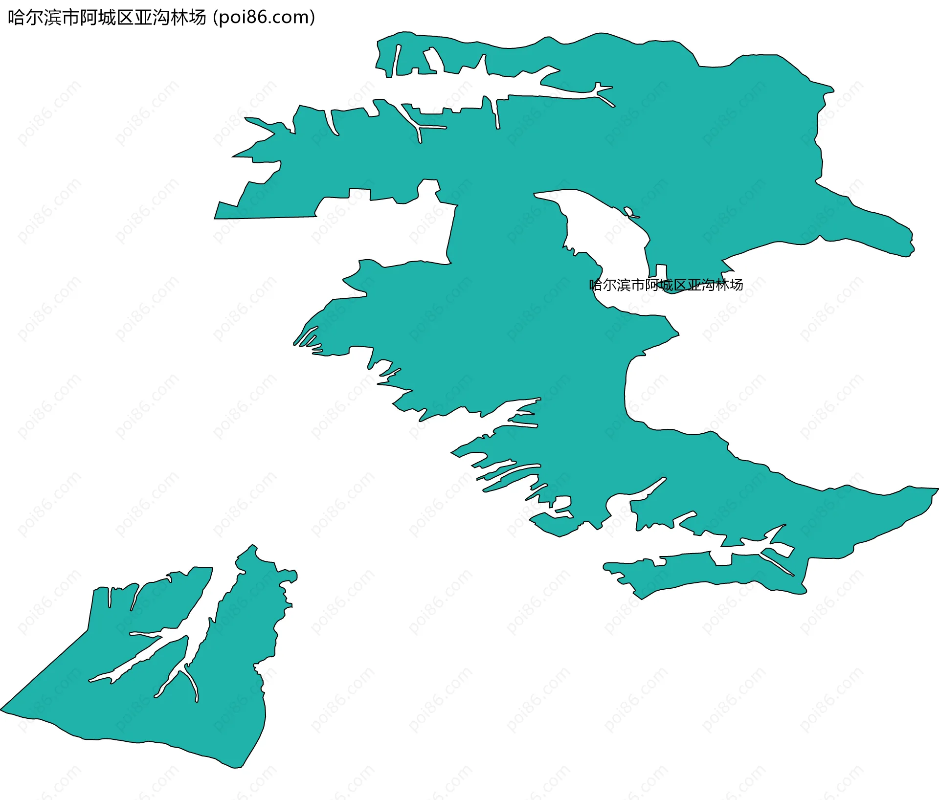 哈尔滨市阿城区亚沟林场边界地图