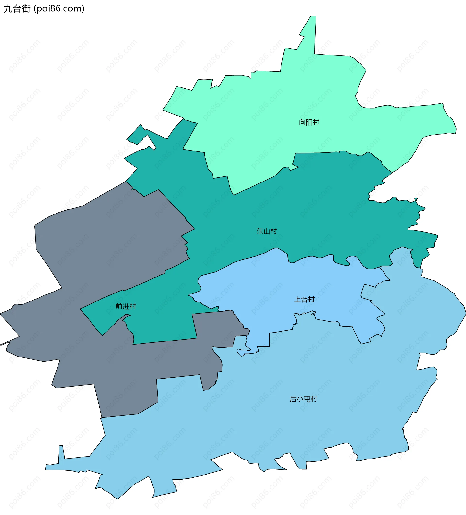 九台街边界地图(五级行政区划)