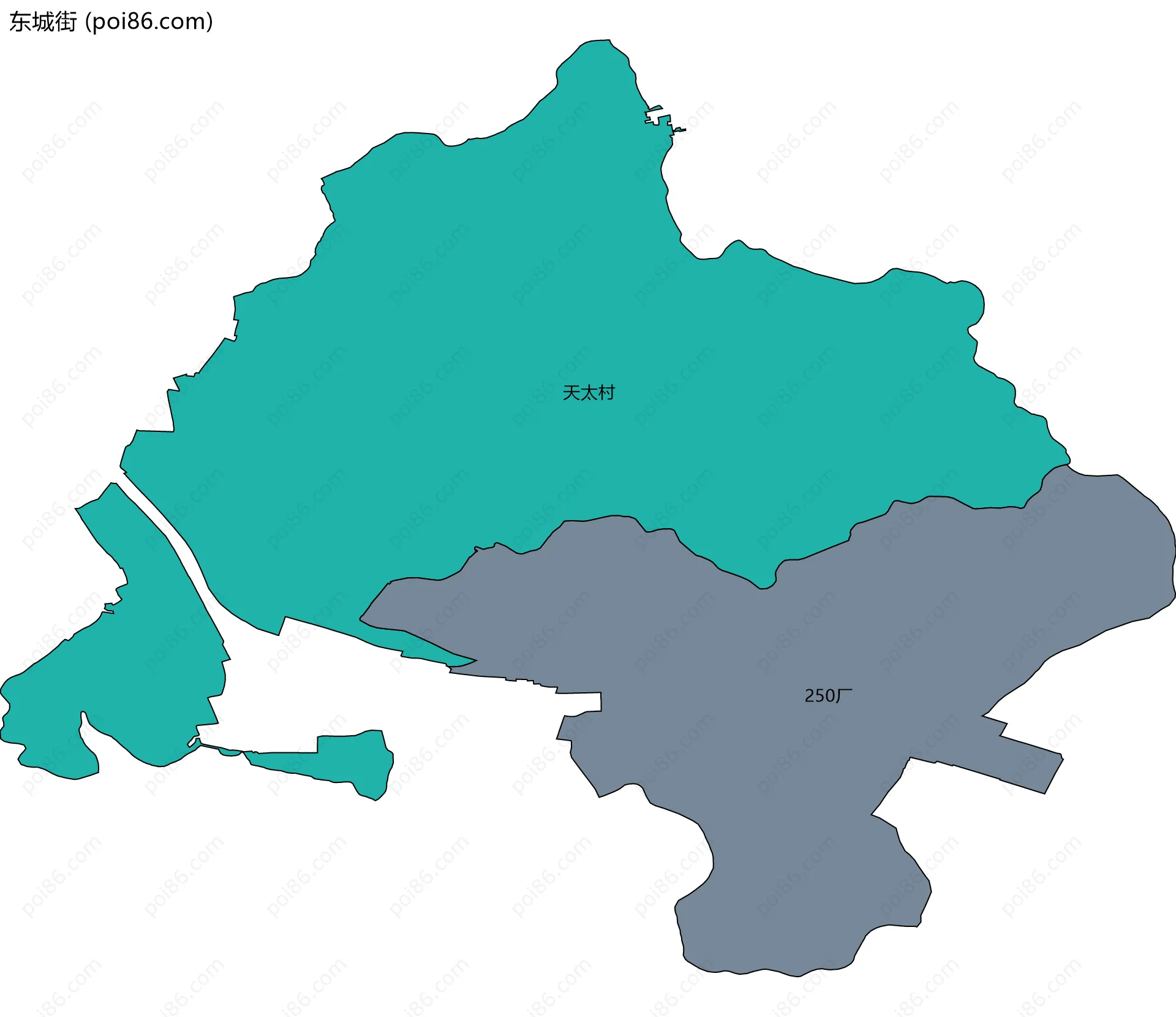 东城街边界地图(五级行政区划)