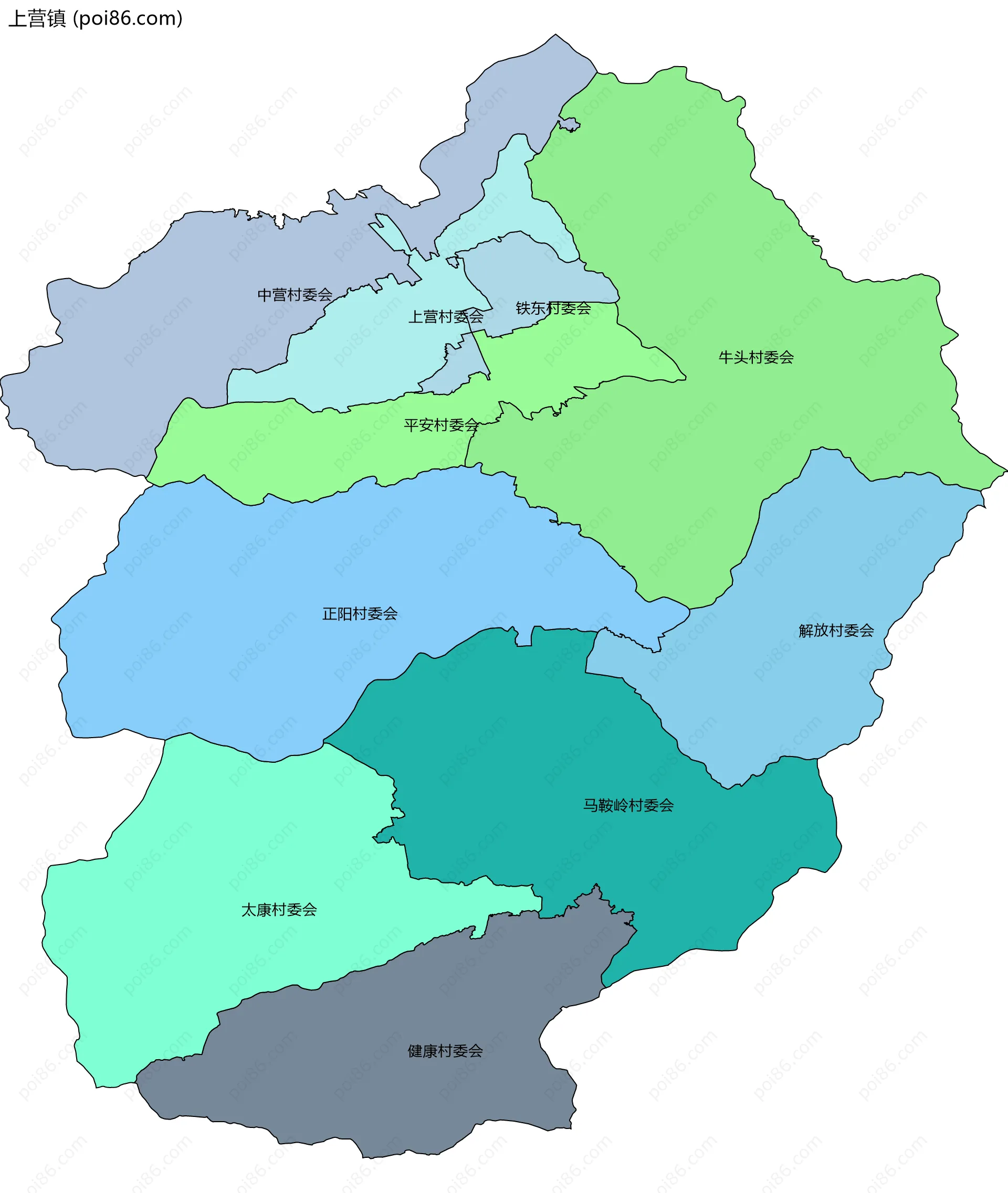 上营镇边界地图(五级行政区划)