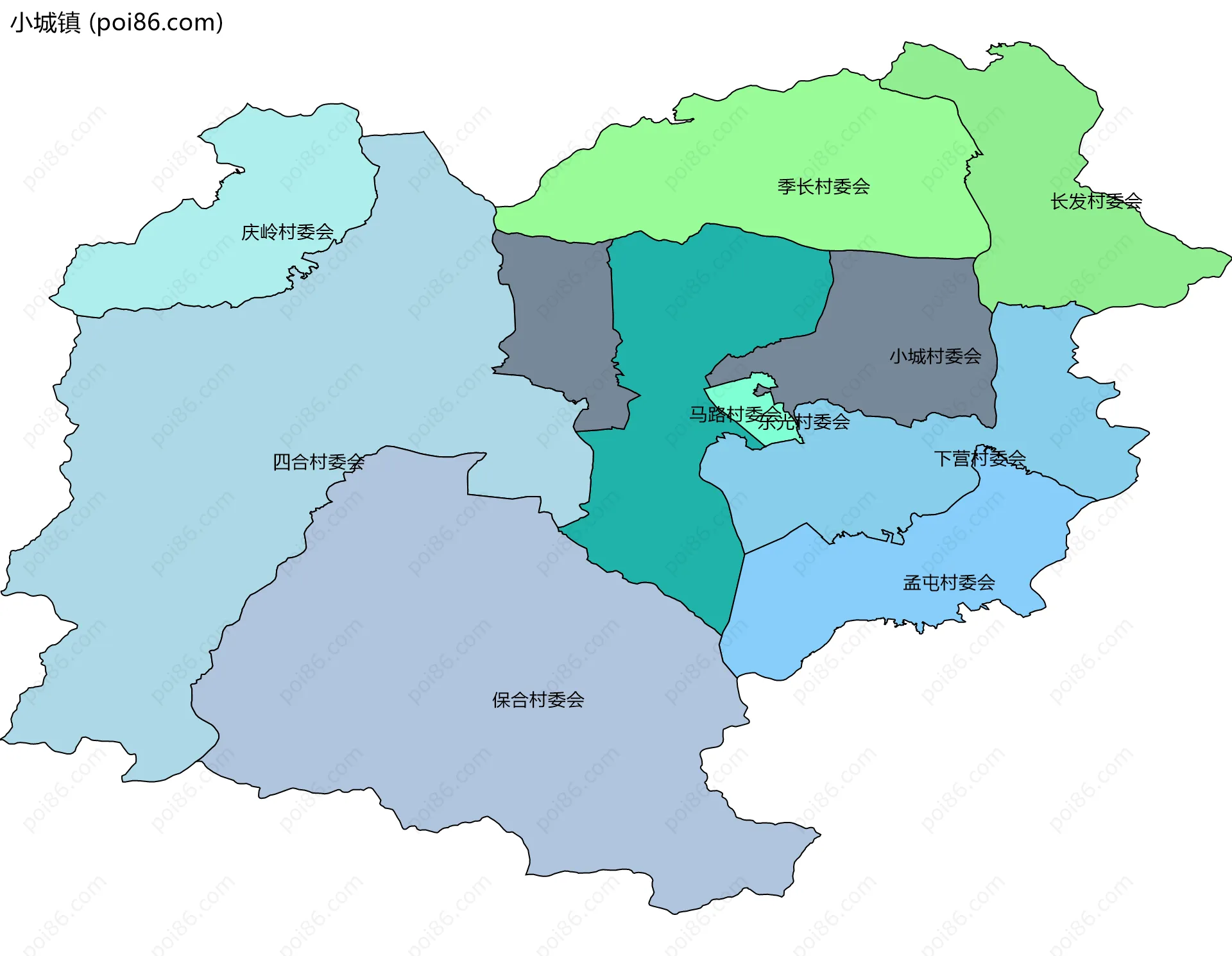小城镇边界地图(五级行政区划)