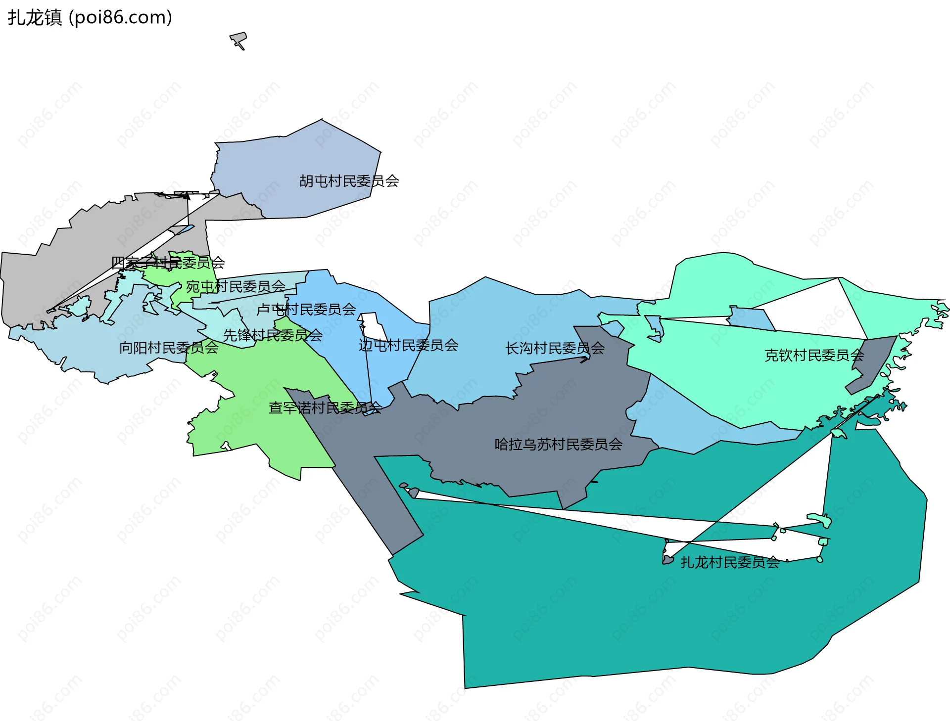 扎龙镇边界地图(五级行政区划)