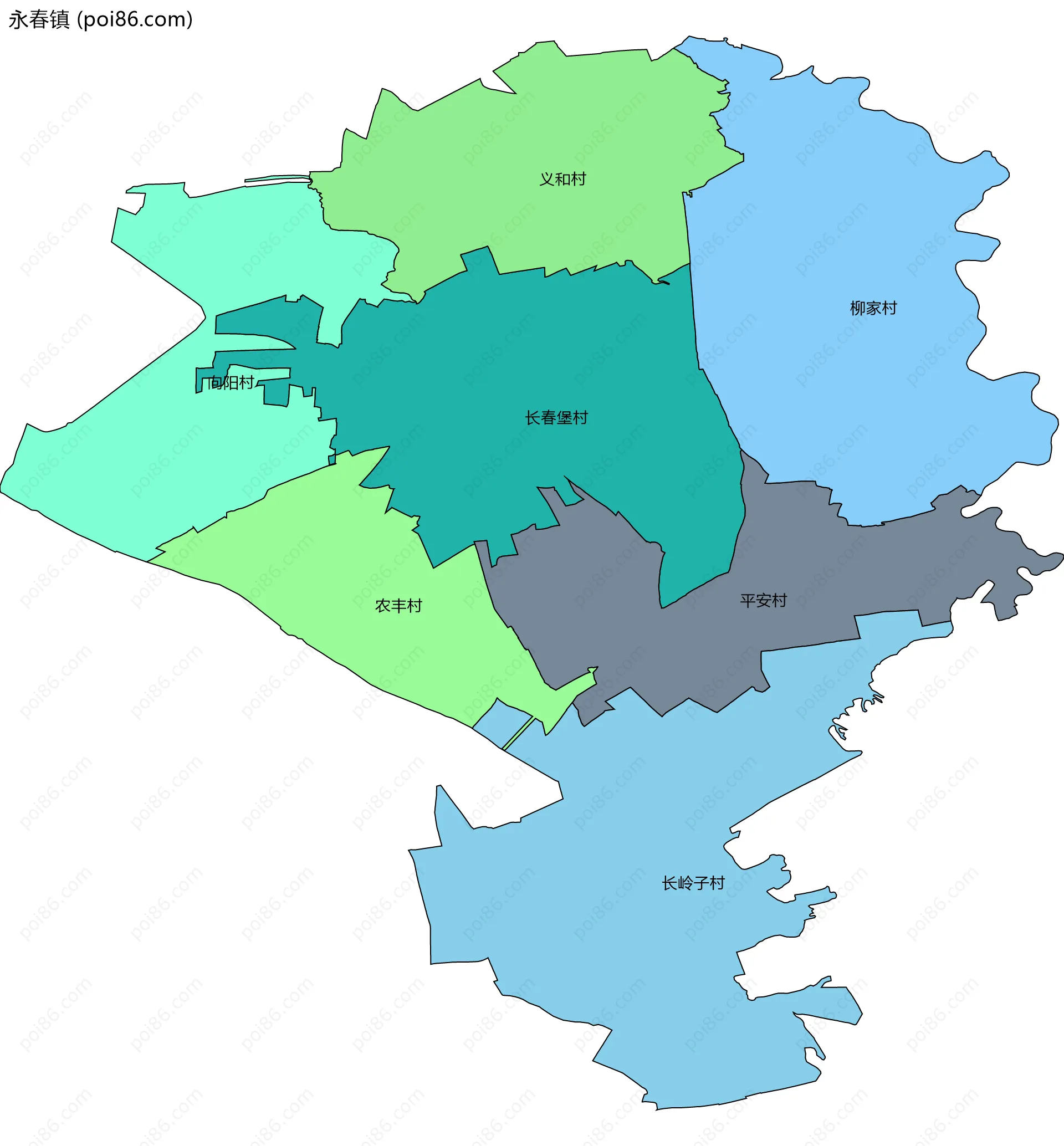 永春镇边界地图(五级行政区划)