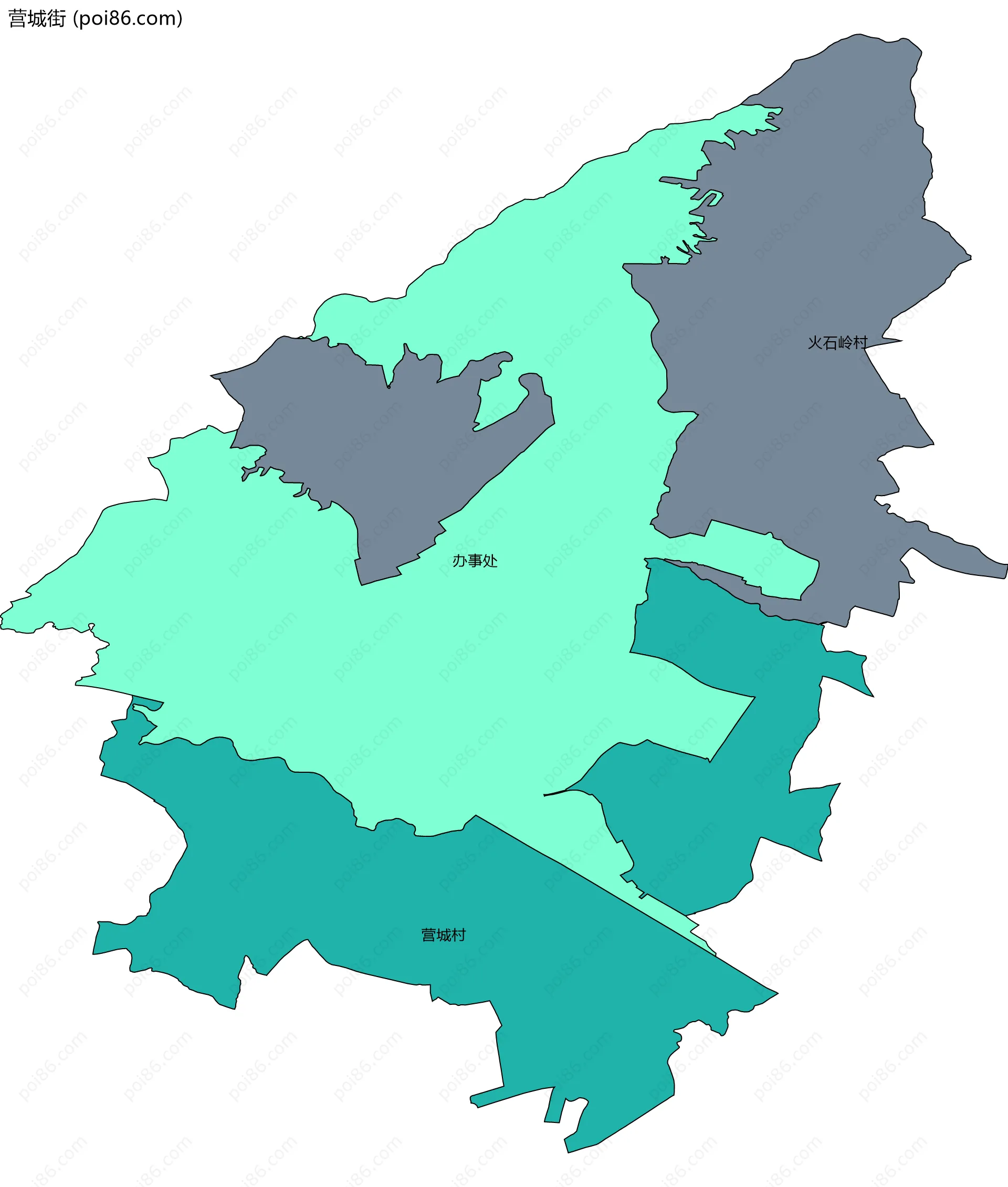 营城街边界地图(五级行政区划)