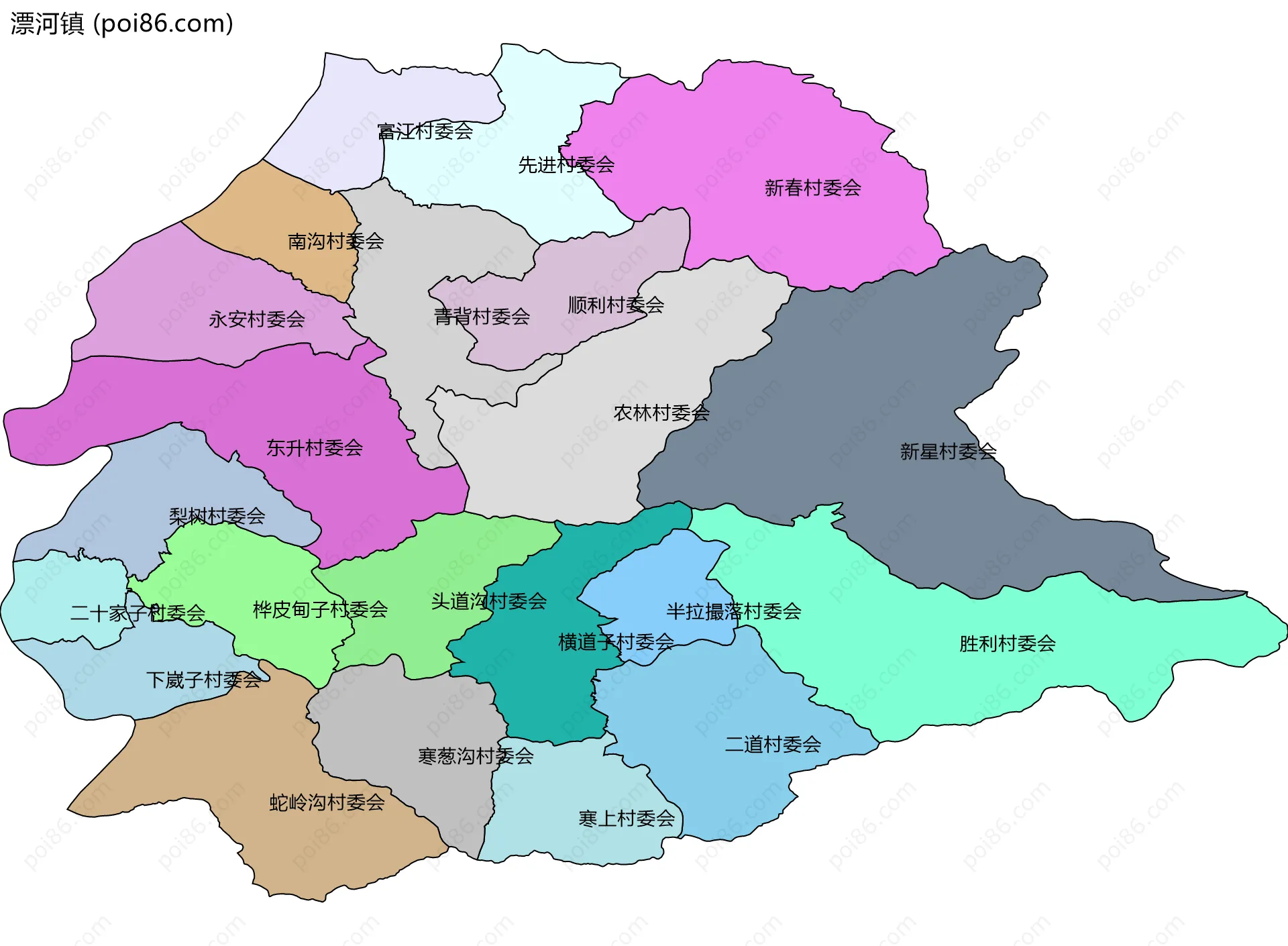 漂河镇边界地图(五级行政区划)