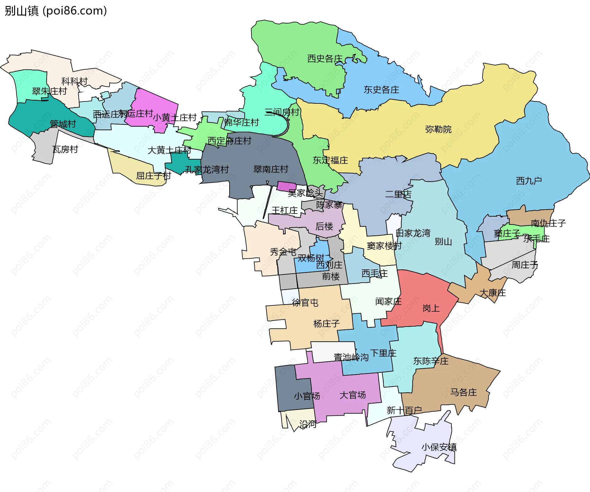 别山镇边界地图(五级行政区划)