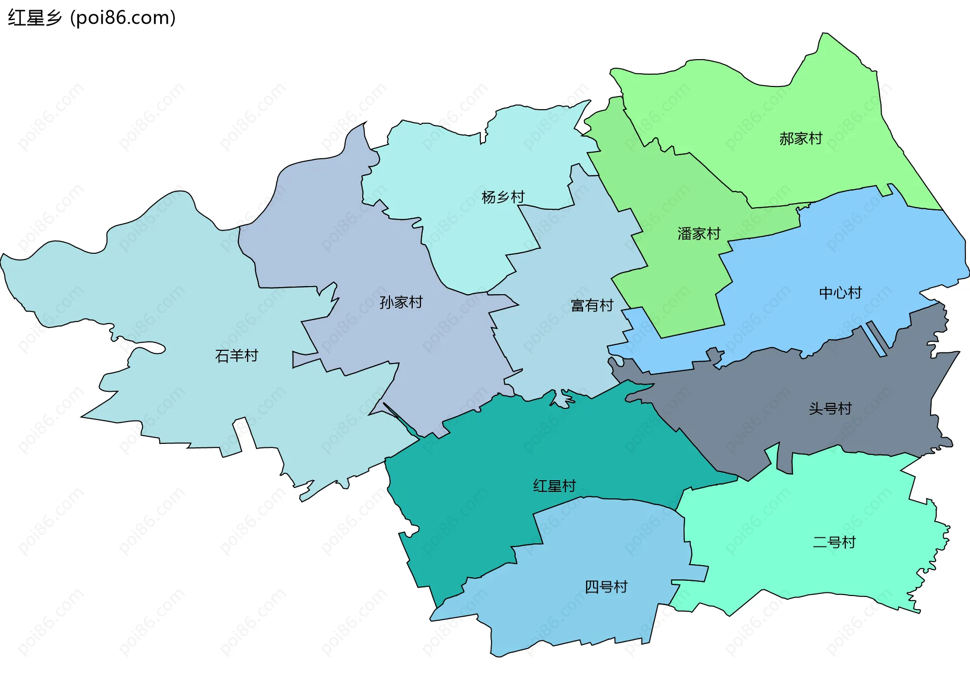 红星乡边界地图(五级行政区划)