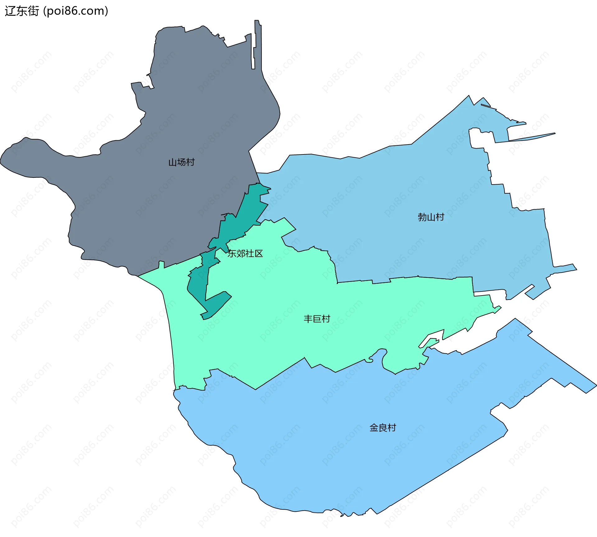 辽东街边界地图(五级行政区划)
