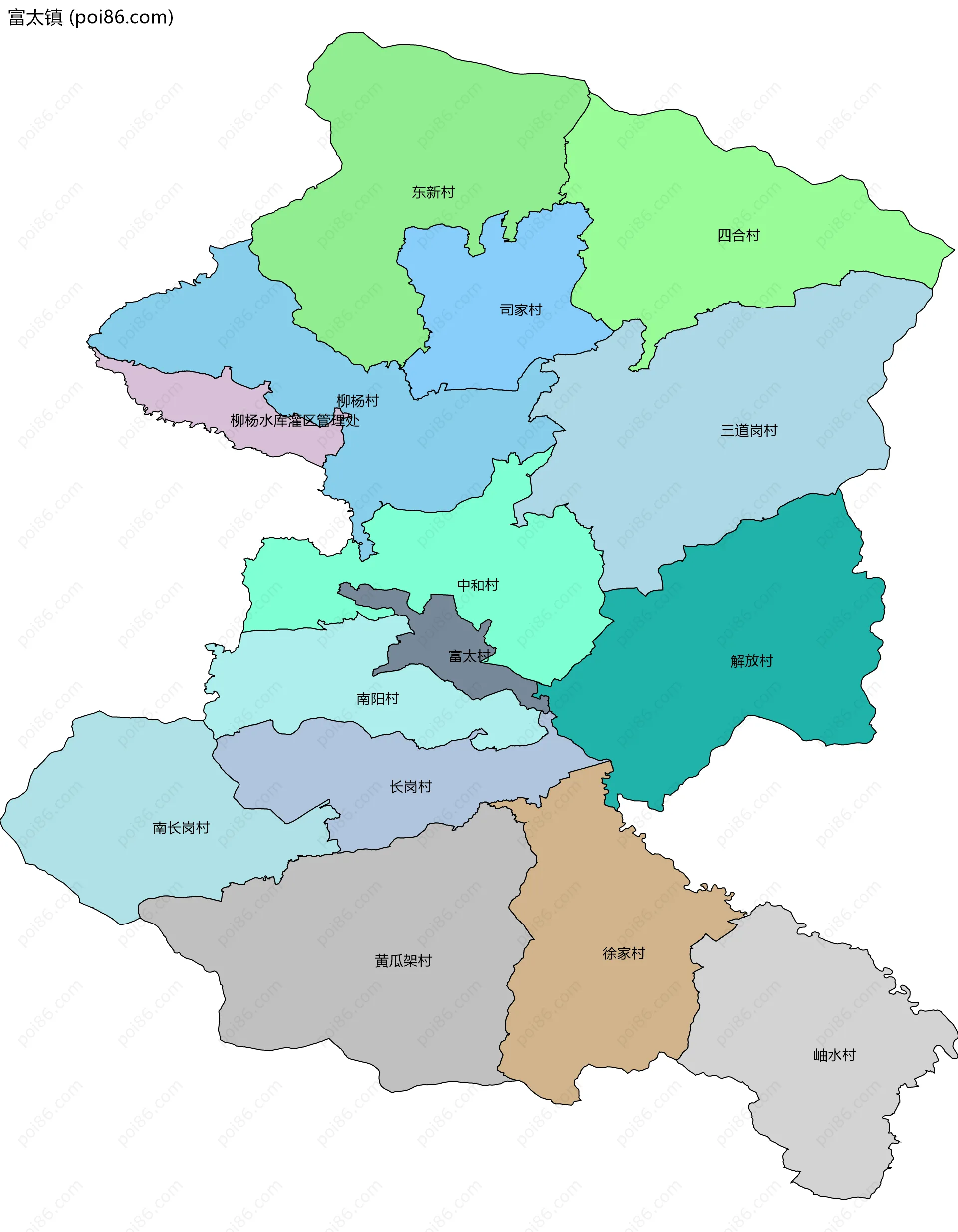 富太镇边界地图(五级行政区划)