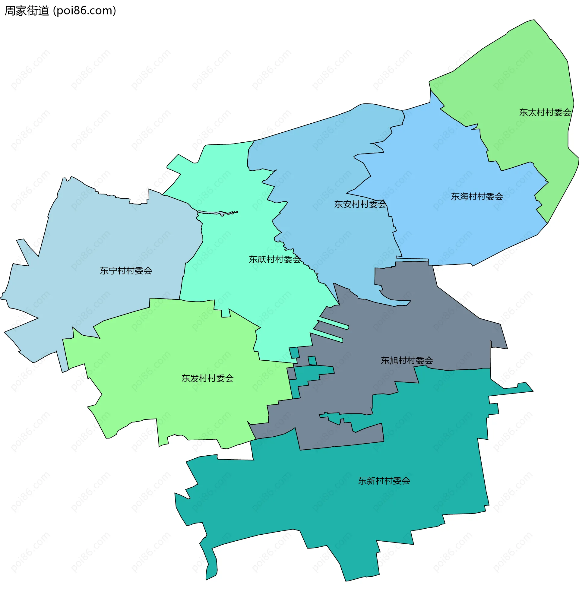 周家街道边界地图(五级行政区划)