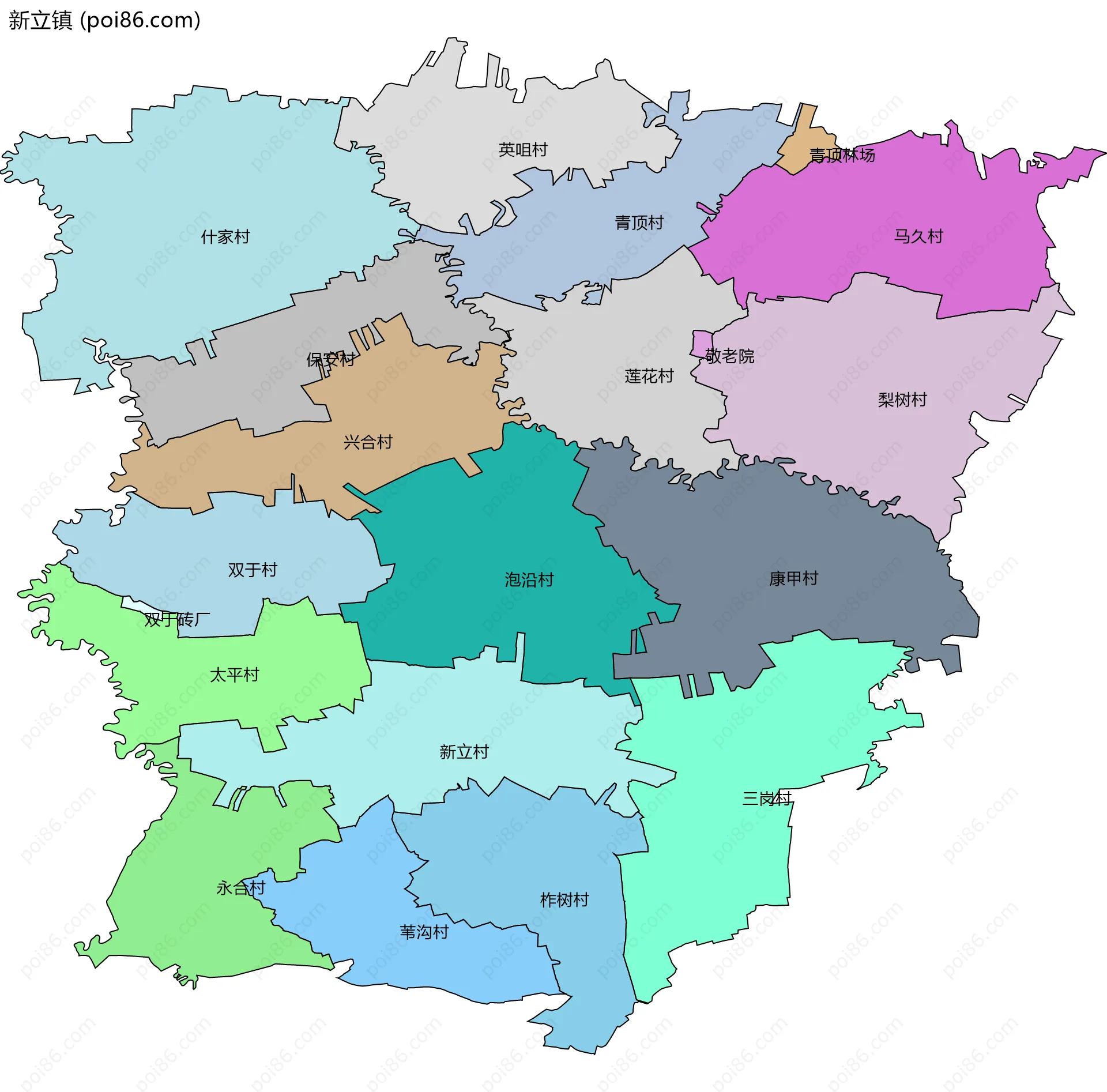 新立镇边界地图(五级行政区划)