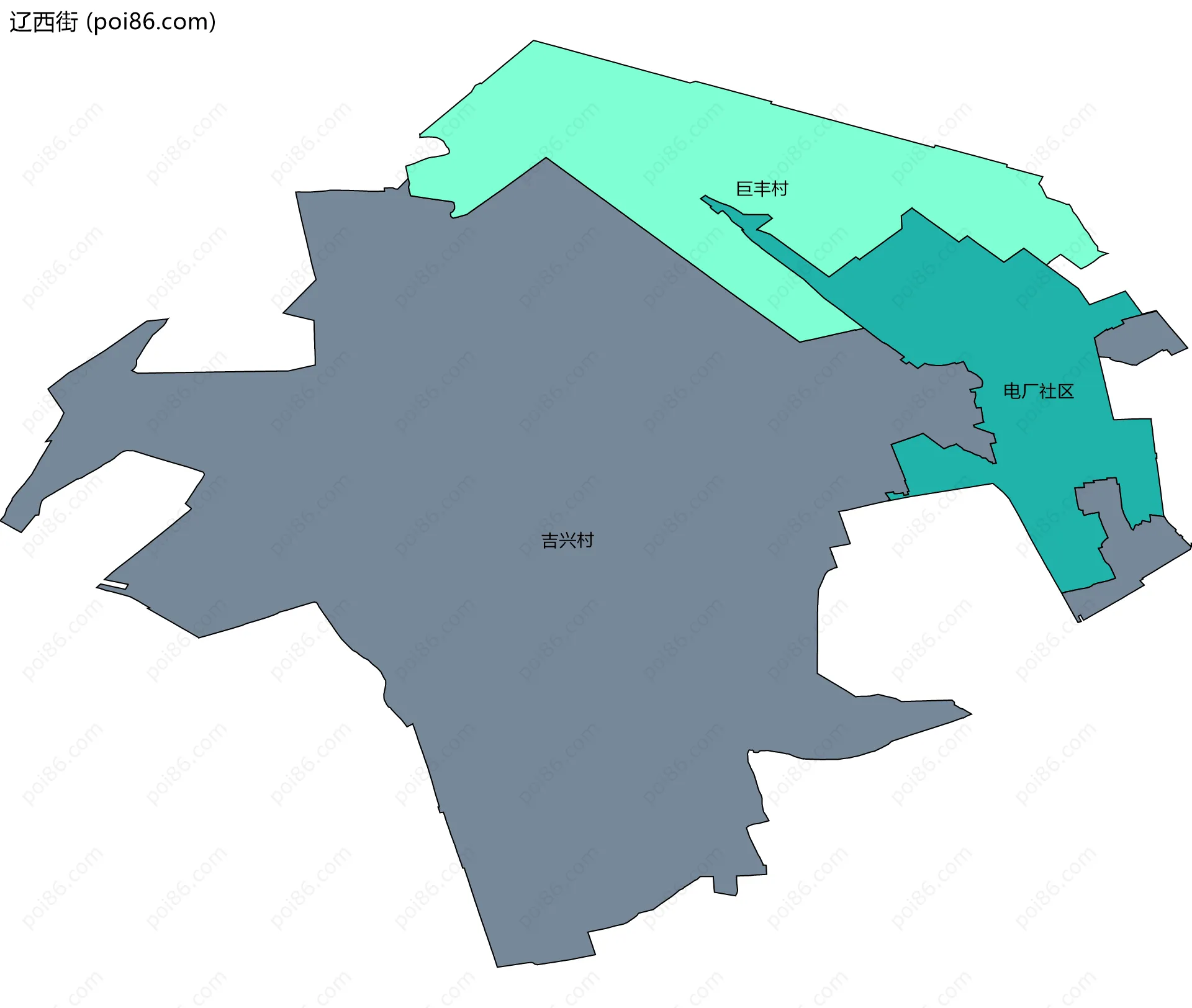 辽西街边界地图(五级行政区划)
