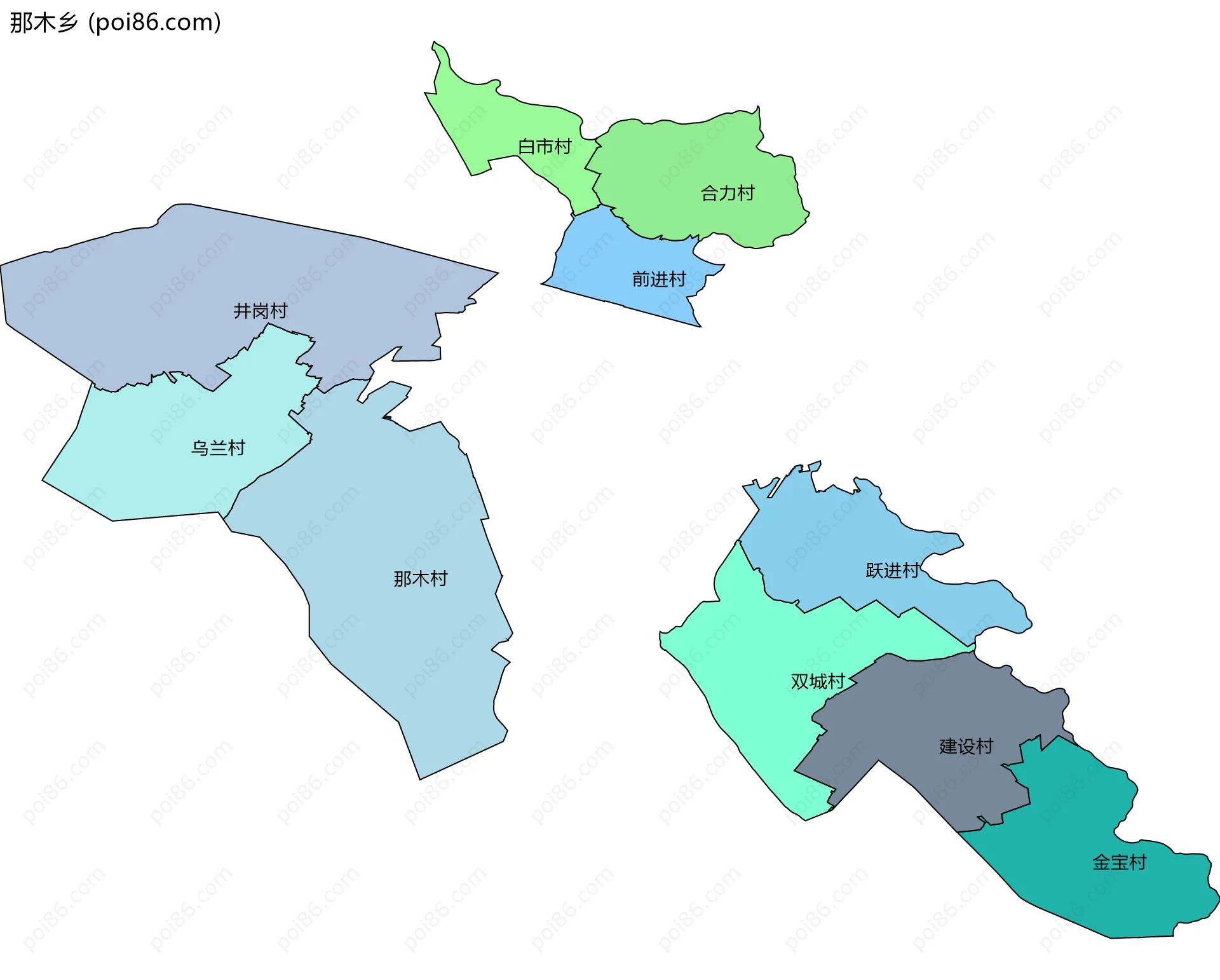 那木乡边界地图(五级行政区划)
