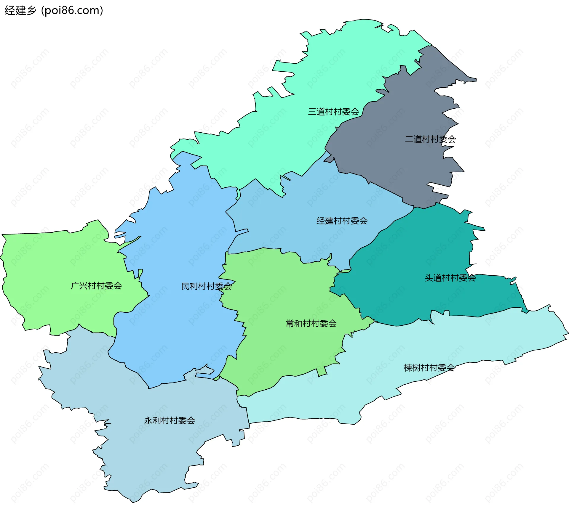 经建乡边界地图(五级行政区划)