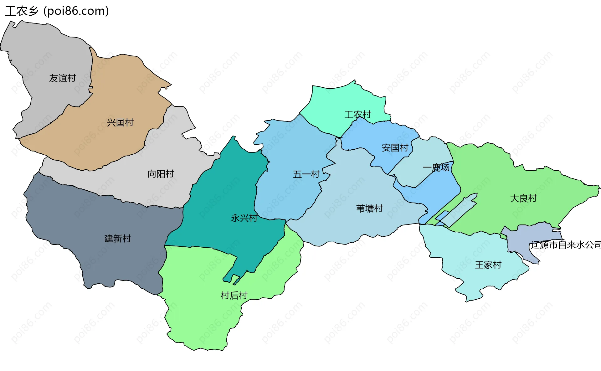 工农乡边界地图(五级行政区划)