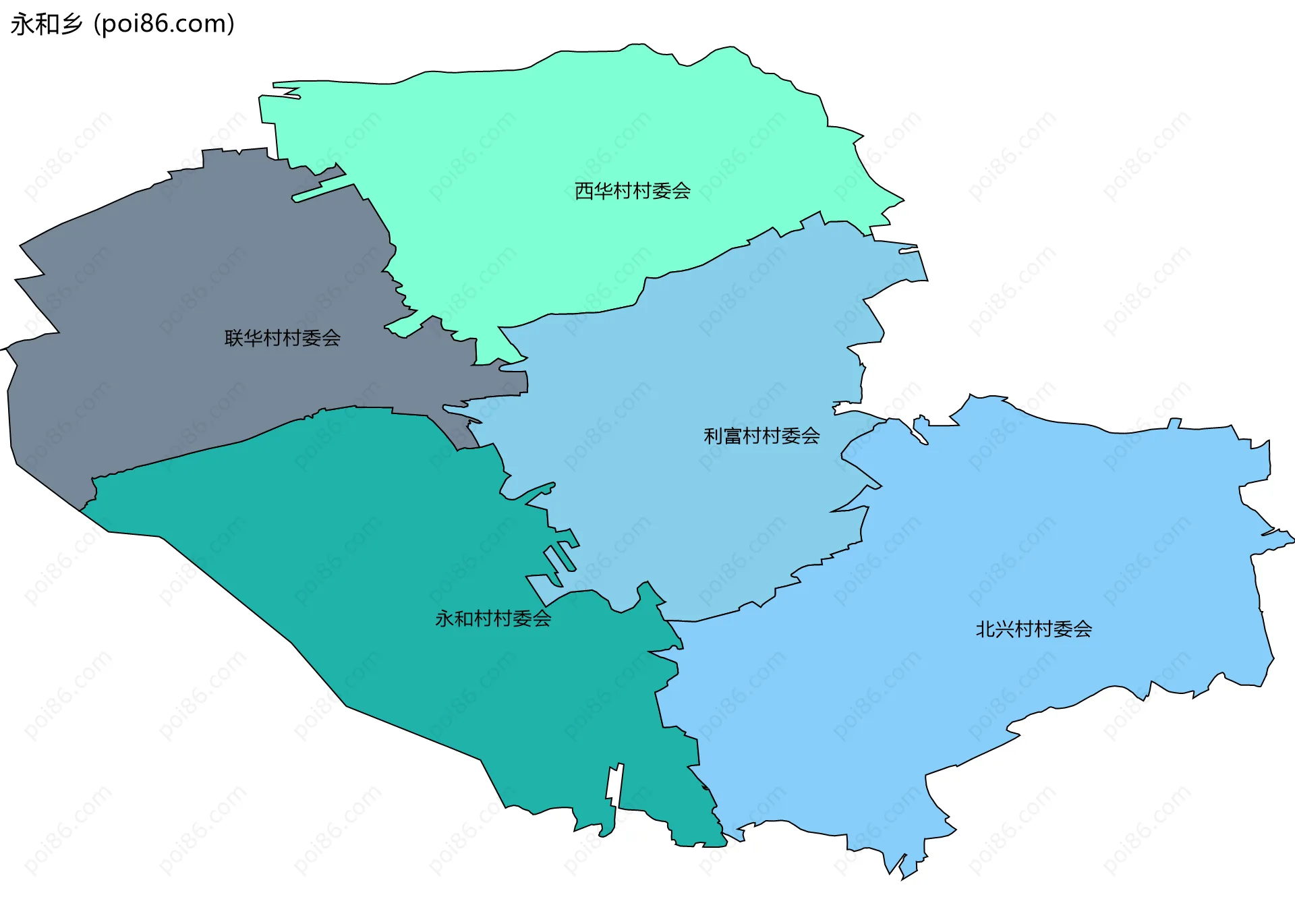 永和乡边界地图(五级行政区划)
