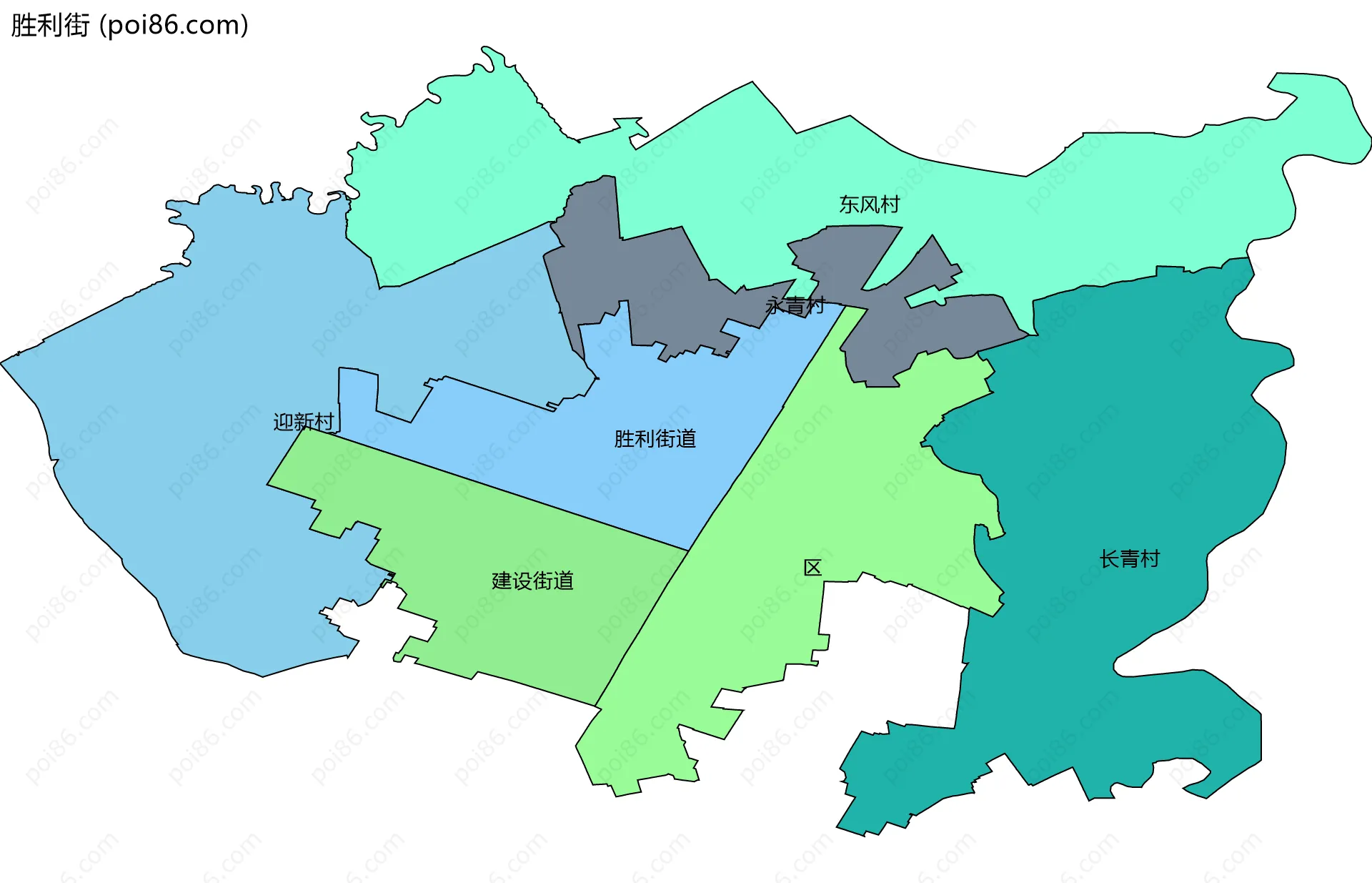 胜利街边界地图(五级行政区划)