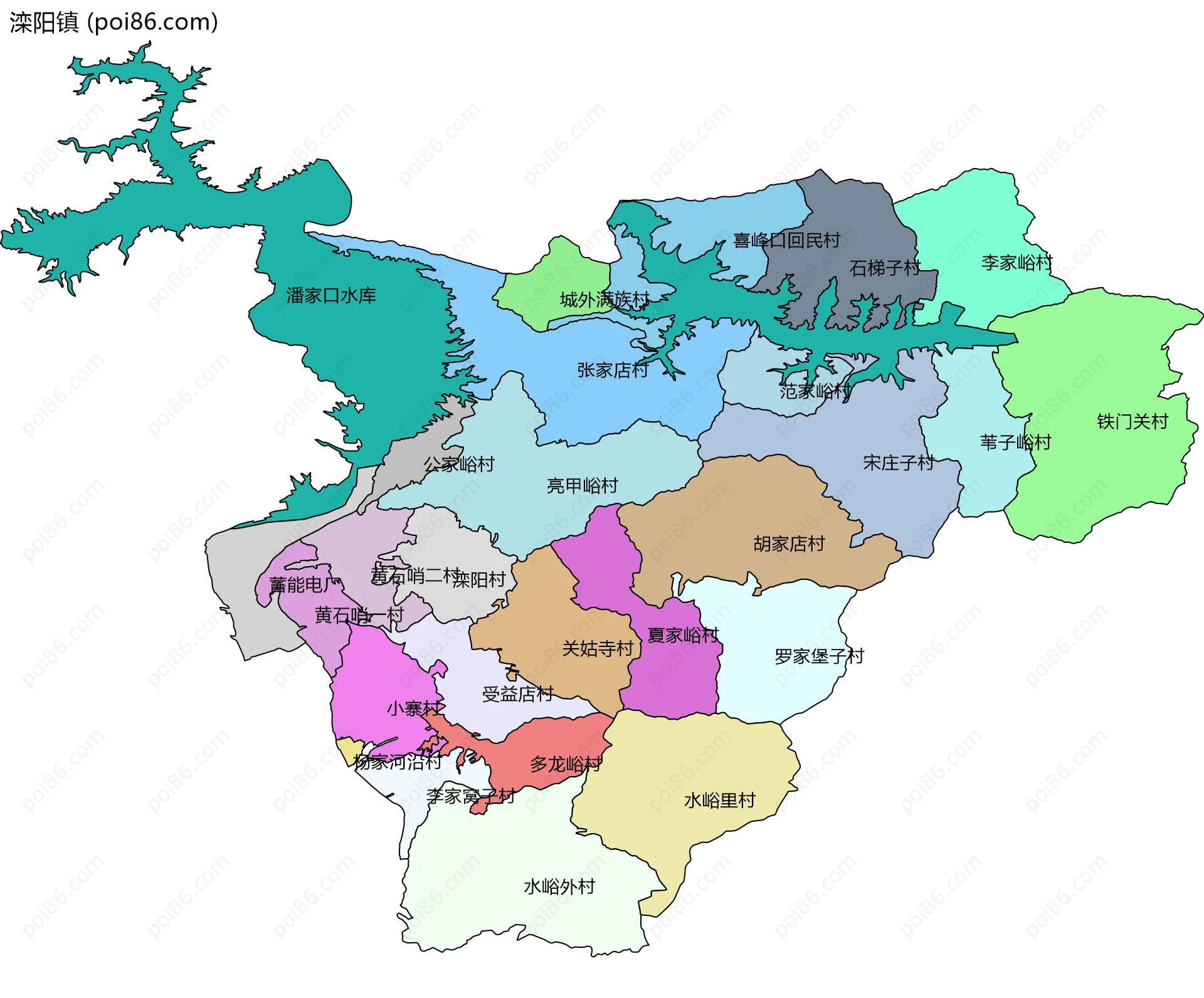 滦阳镇边界地图(五级行政区划)