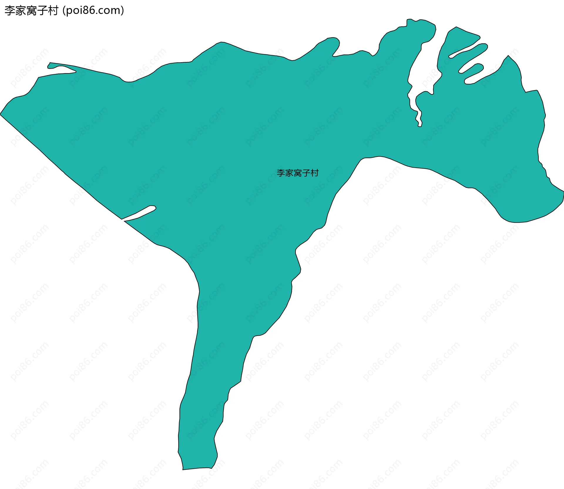 李家窝子村边界地图