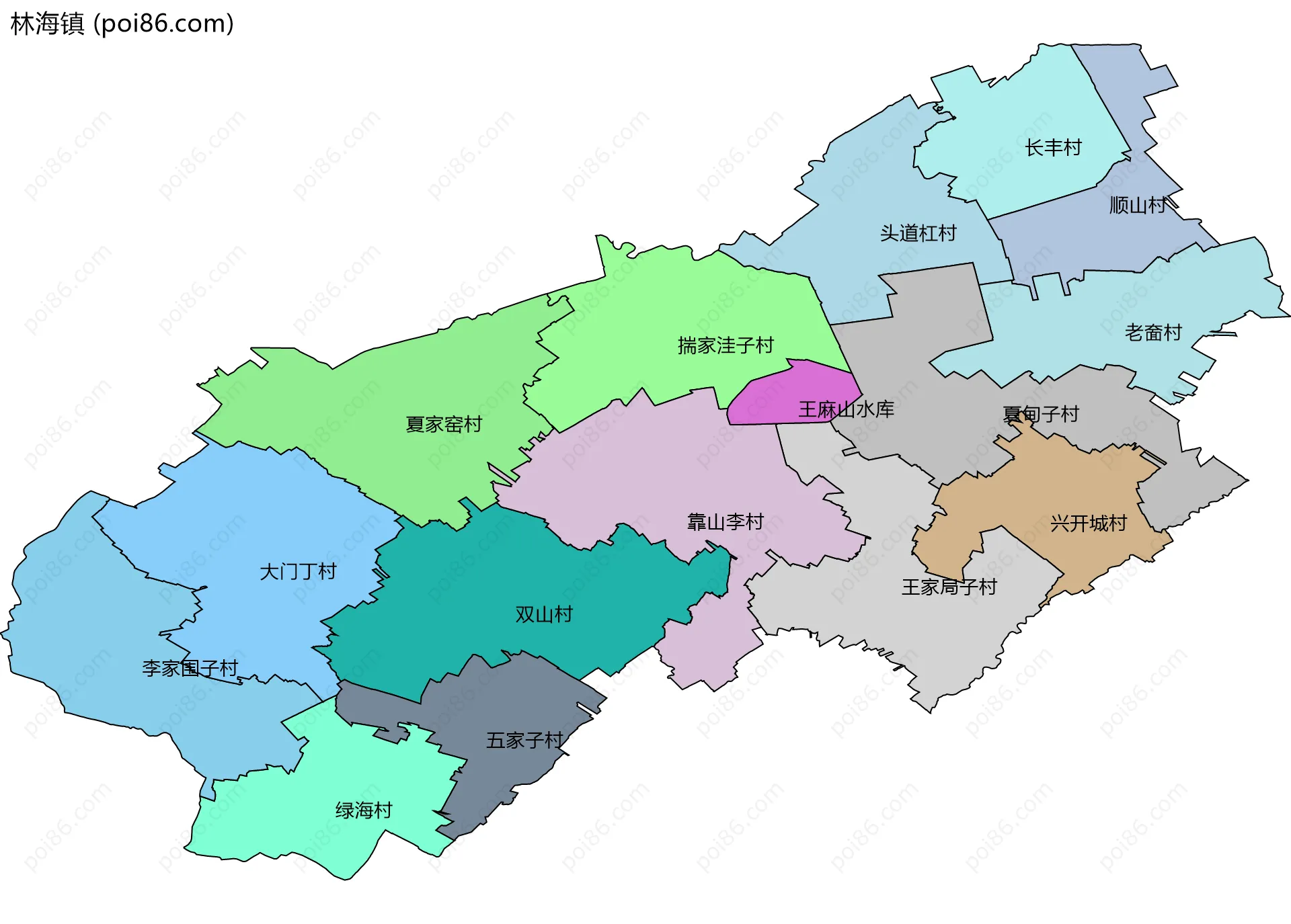 林海镇边界地图(五级行政区划)