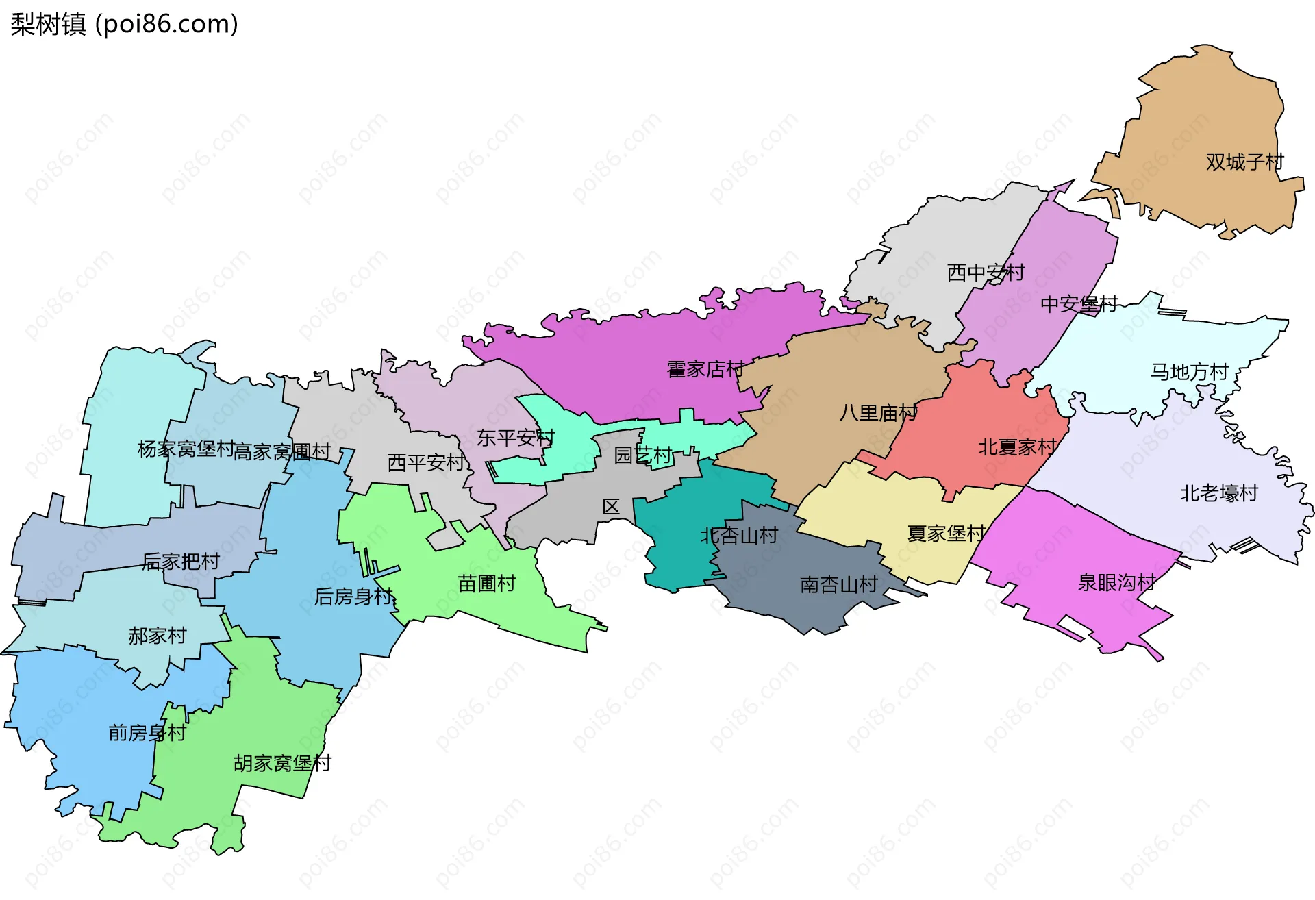 梨树镇边界地图(五级行政区划)