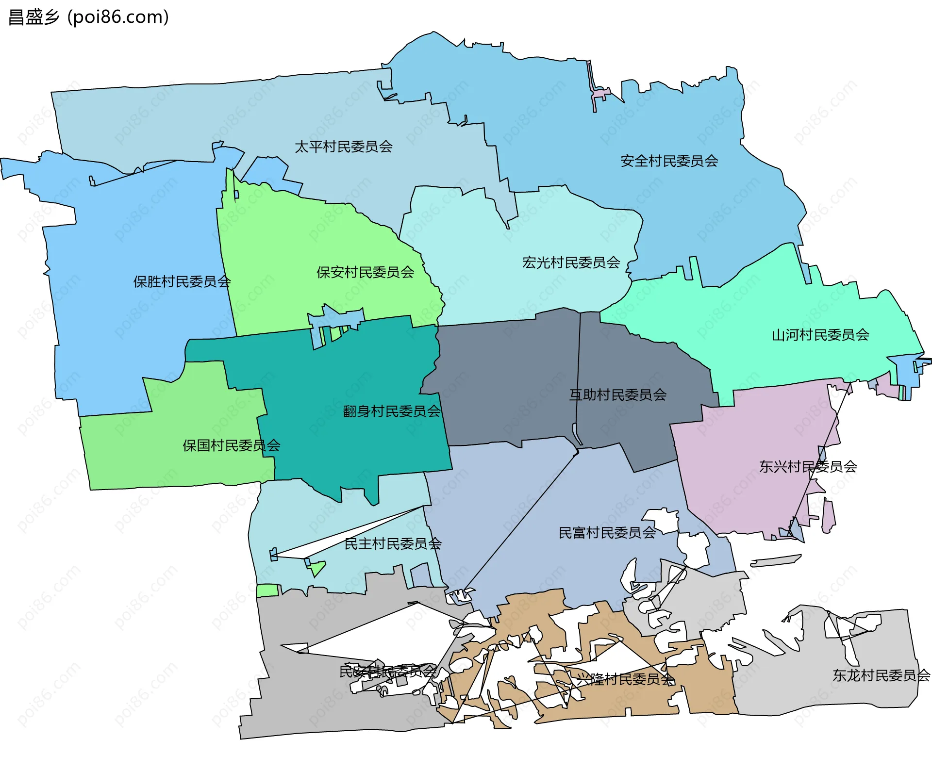 昌盛乡边界地图(五级行政区划)