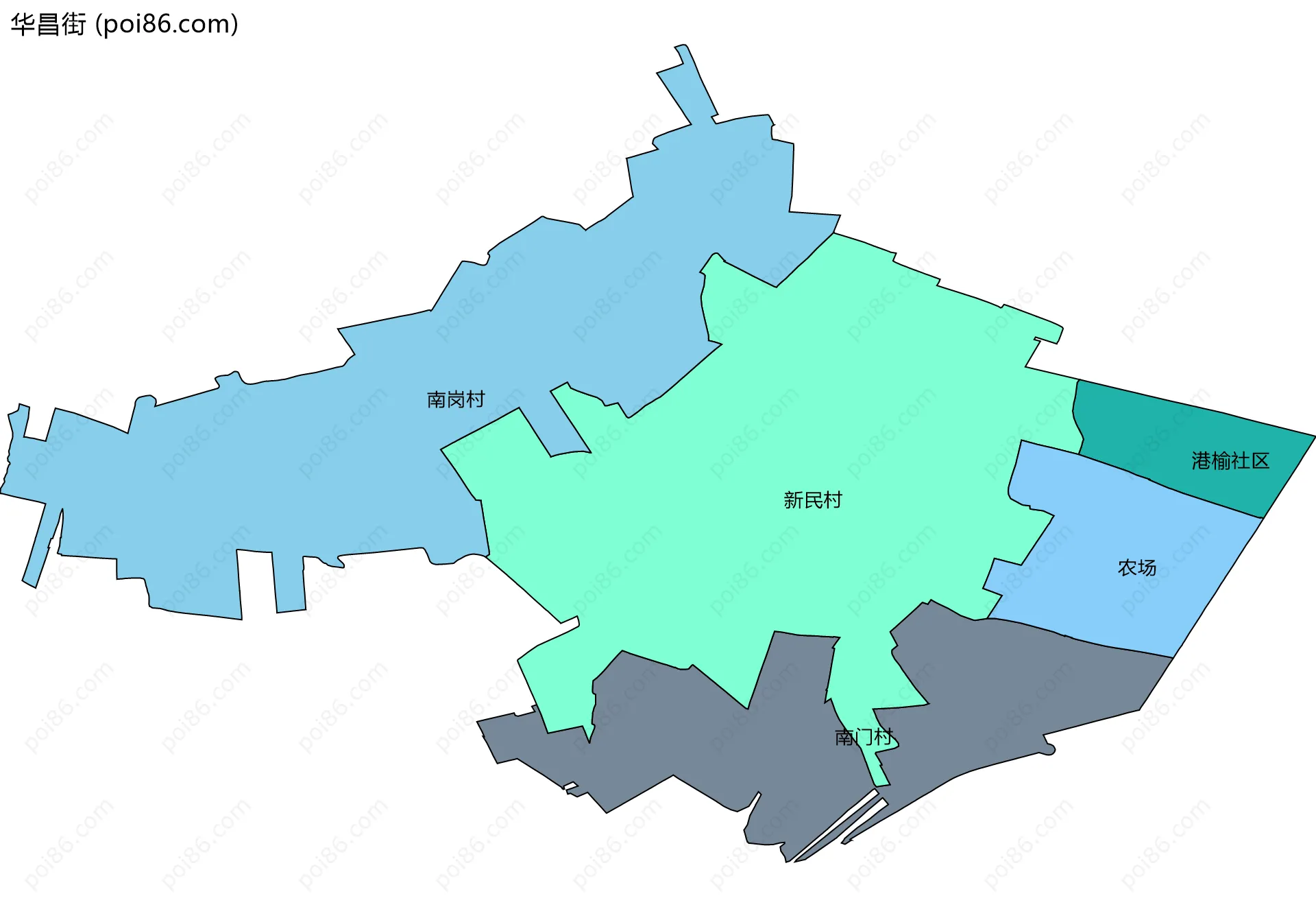 华昌街边界地图(五级行政区划)