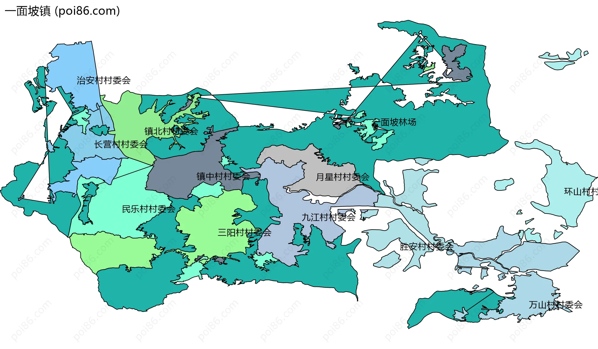 一面坡镇边界地图(五级行政区划)